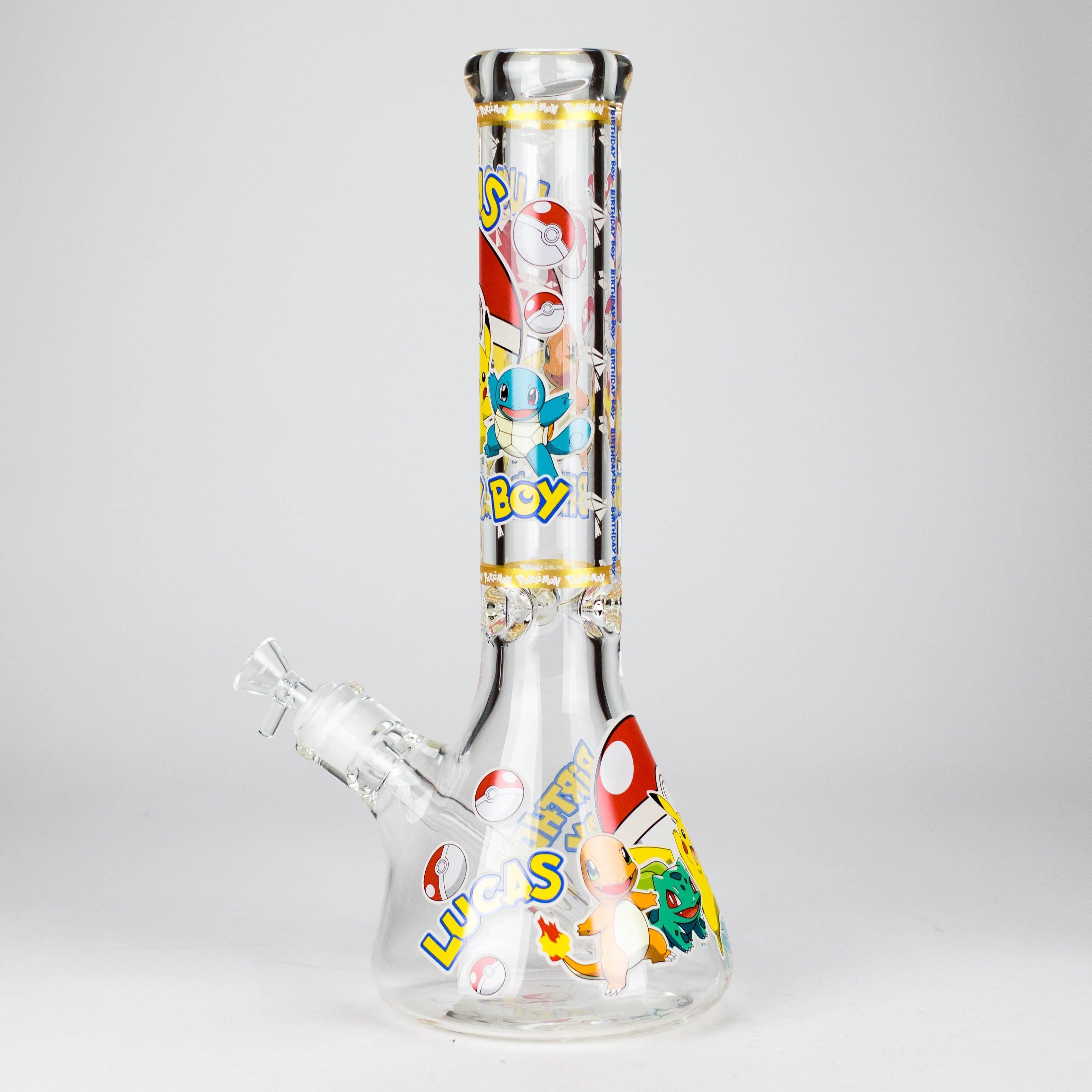 14" PK Cartoon Glow In The Dark 9mm Glass Bong [PIP863]
