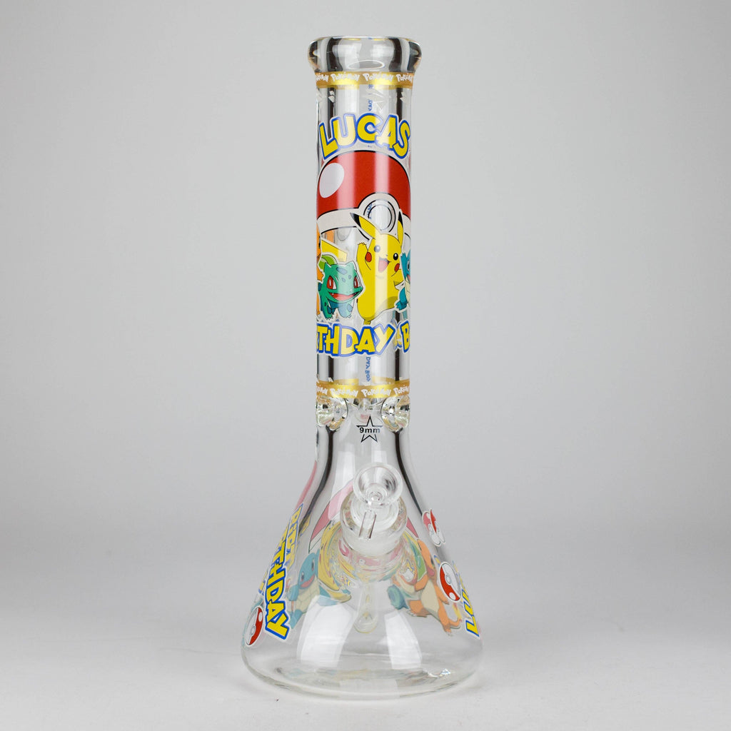 14" PK Cartoon Glow In The Dark 9mm Glass Bong [PIP863]