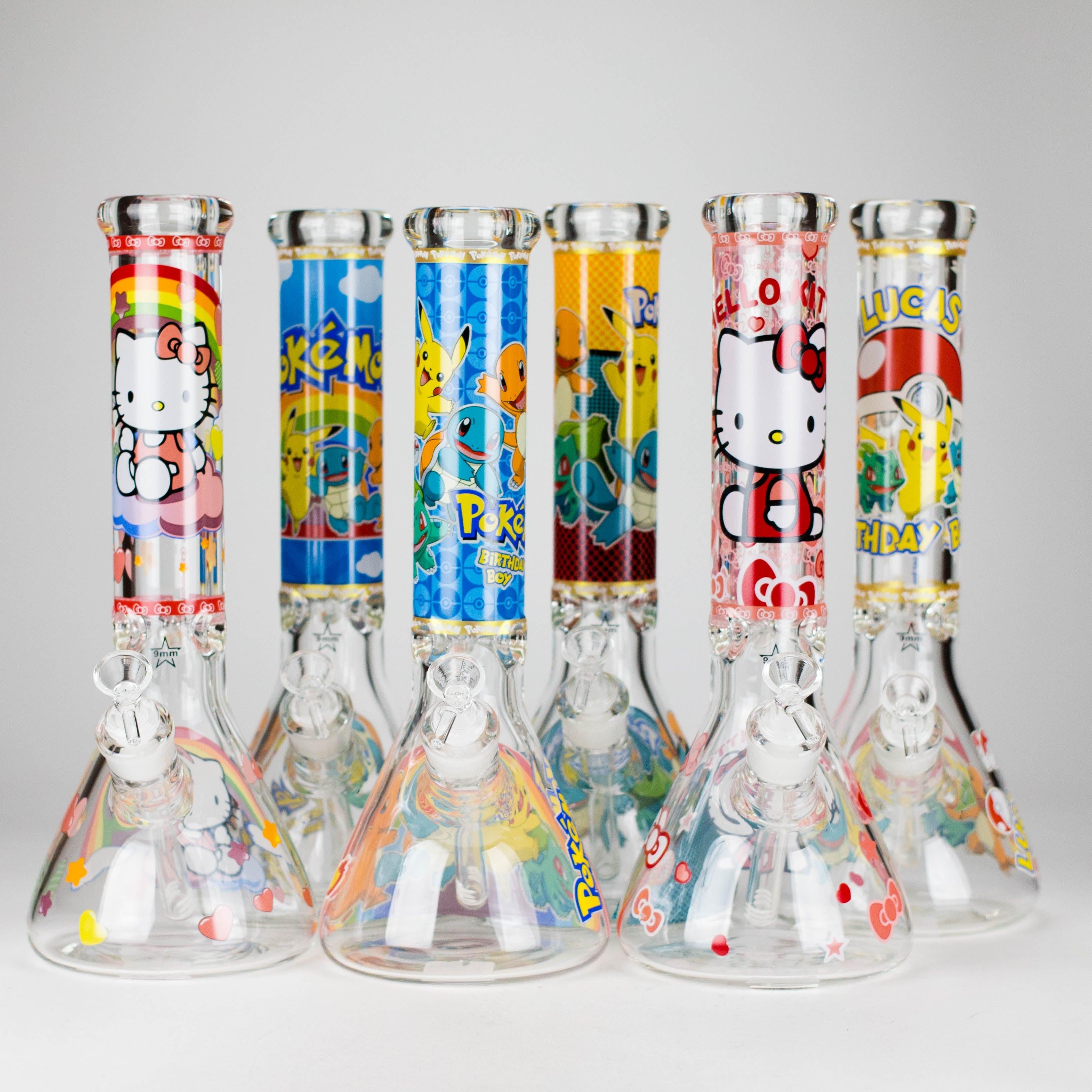 14" PK Cartoon Glow In The Dark 9mm Glass Bong [PIP863] Main image