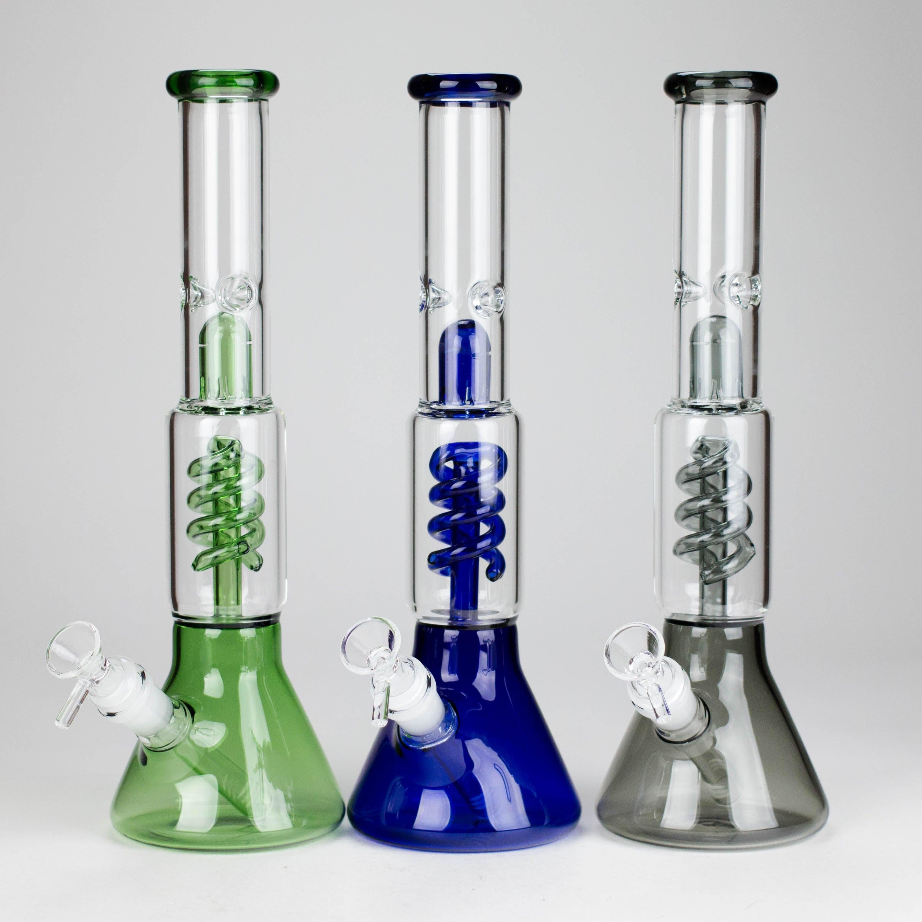 13" Color Accented Glass Water Bong with Coil Percolator & Splash Guard Main image