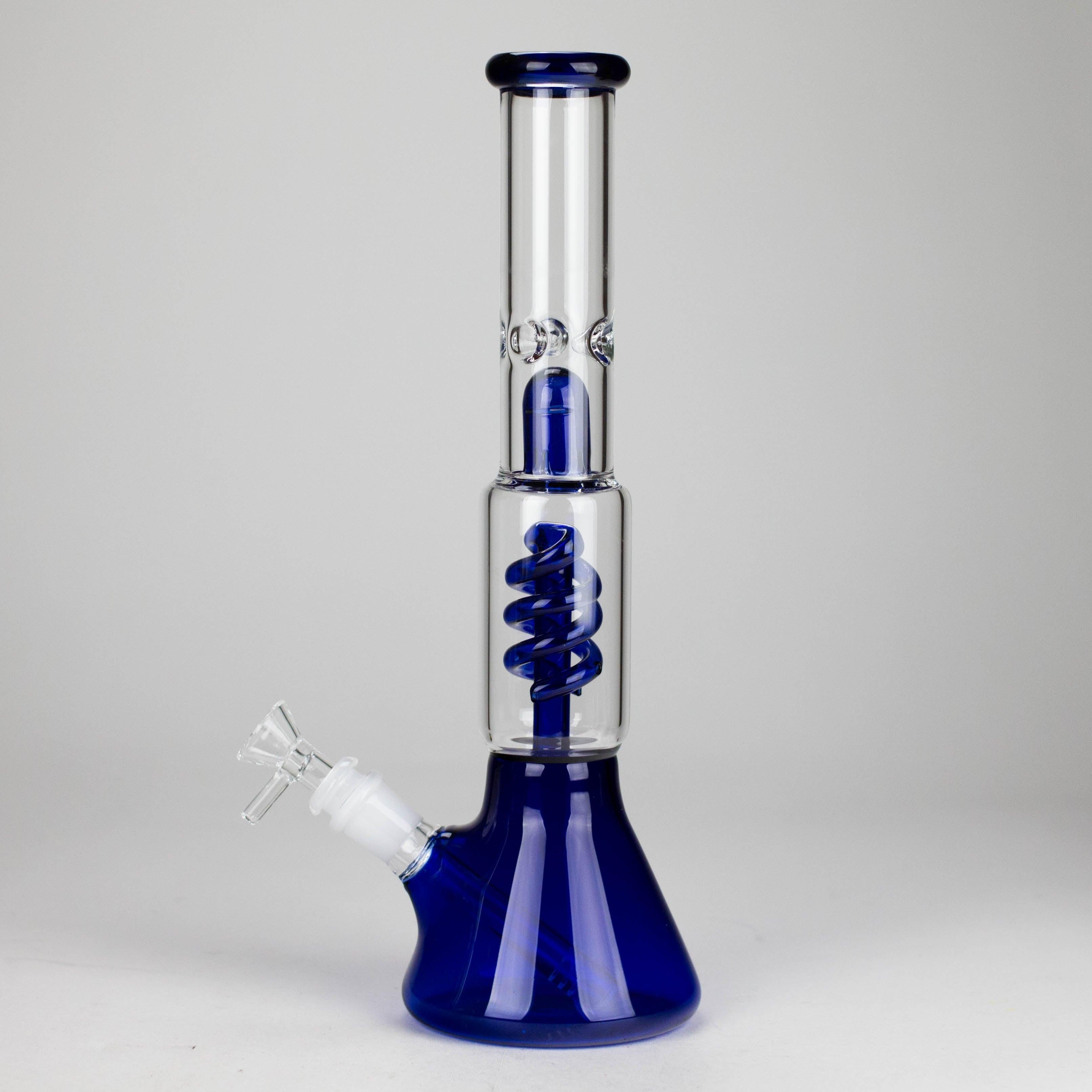 13" Color Accented Glass Water Bong with Coil Percolator & Splash Guard