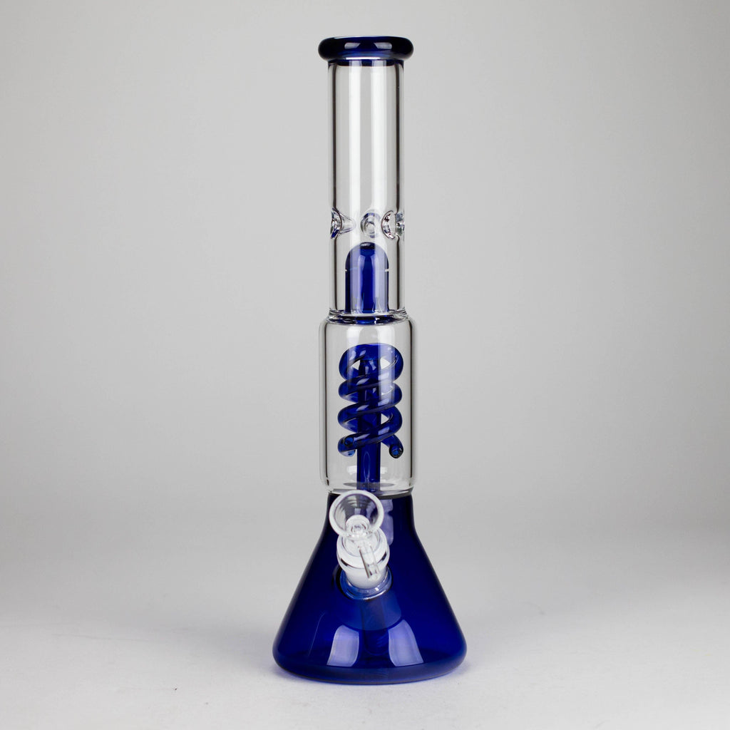 13" Color Accented Glass Water Bong with Coil Percolator & Splash Guard