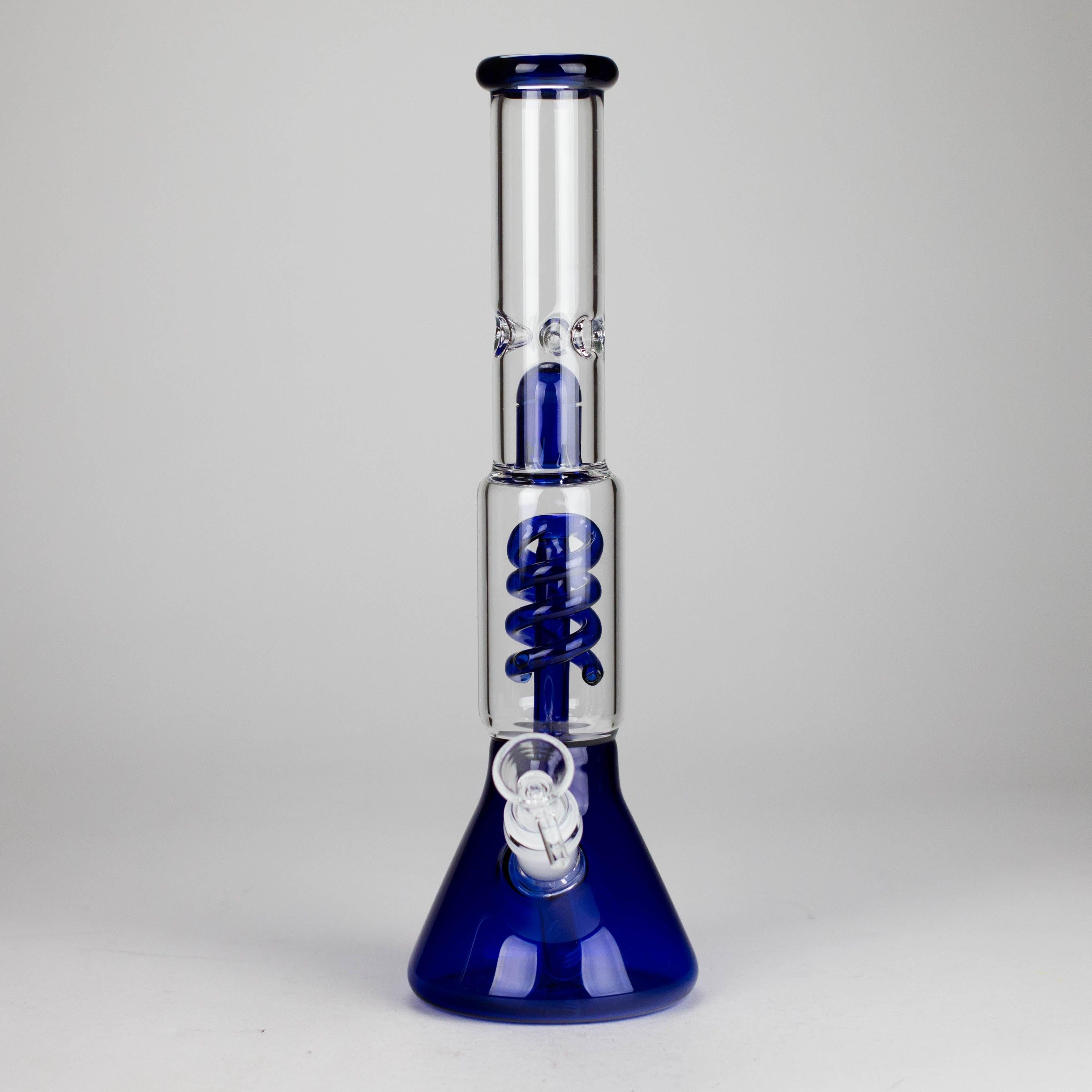 13" Color Accented Glass Water Bong with Coil Percolator & Splash Guard