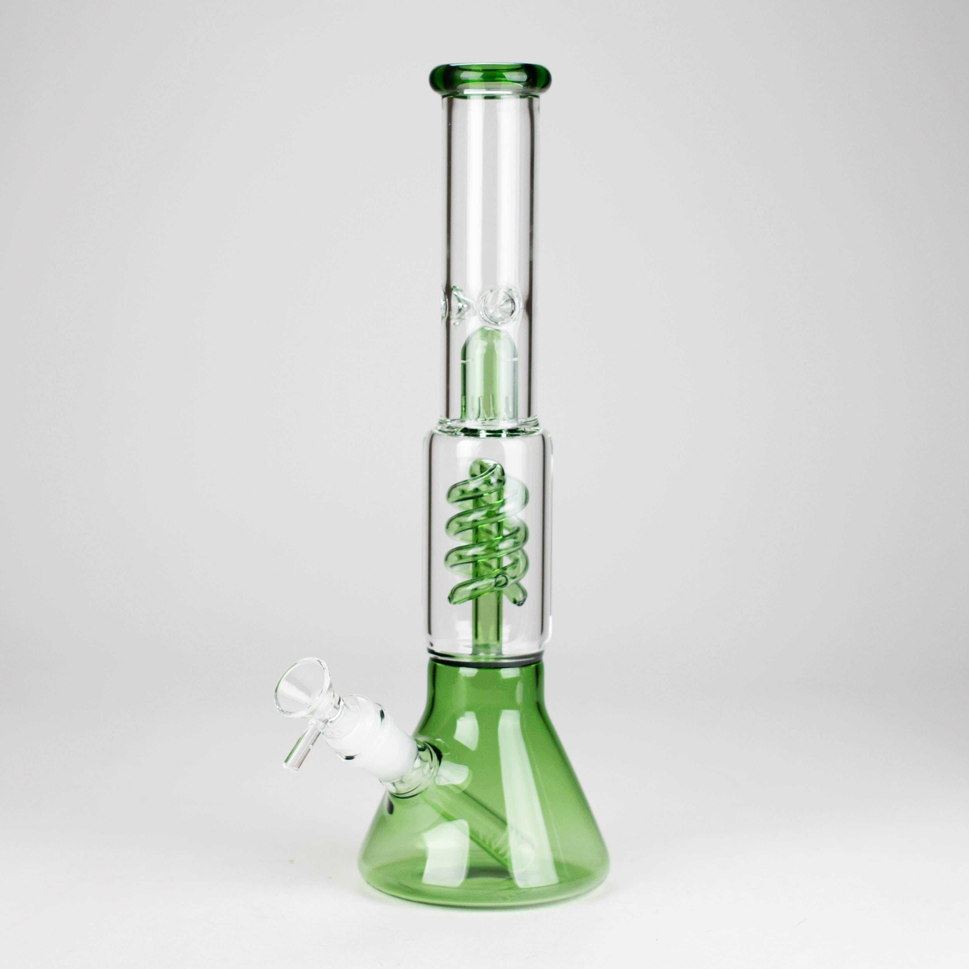 13" Color Accented Glass Water Bong with Coil Percolator & Splash Guard