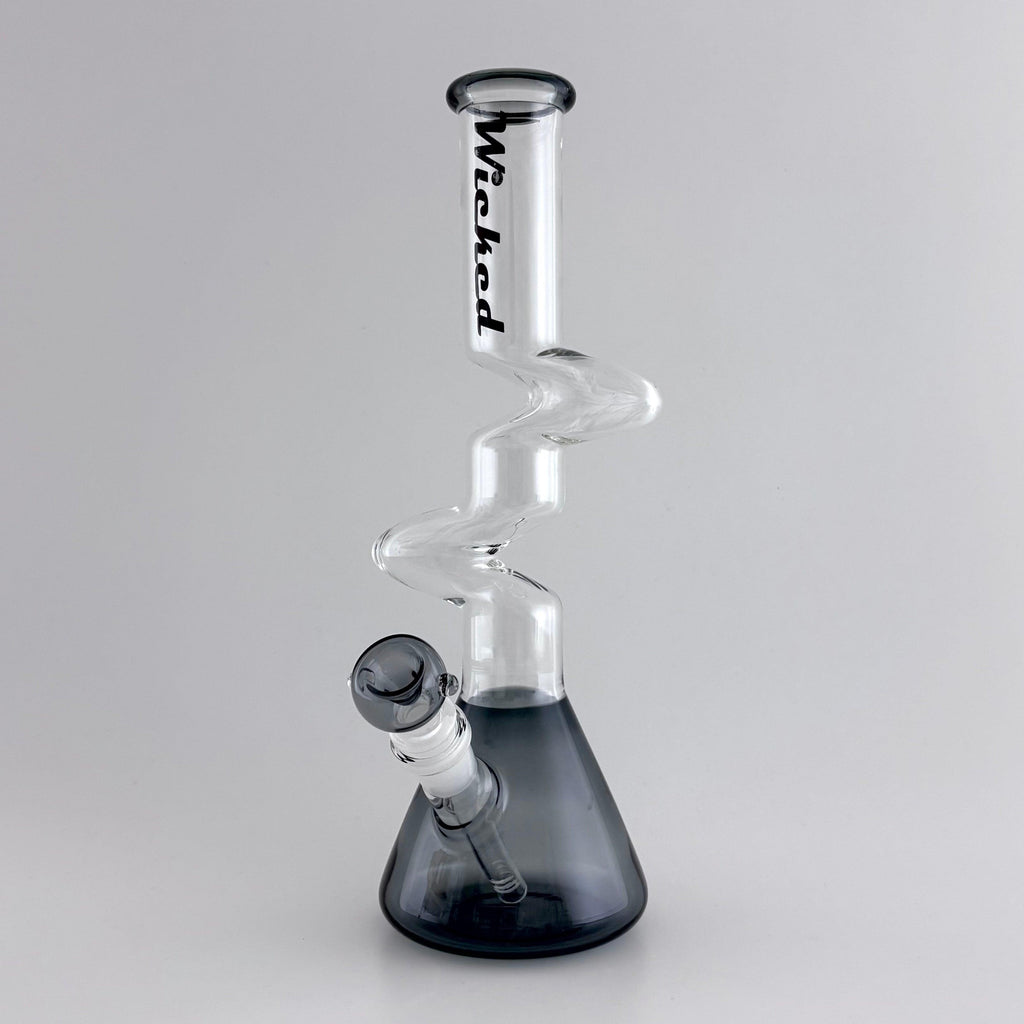 Wicked | Zig-Zag 12" 4mm 4 Colours Assorted Glass Beaker Bong