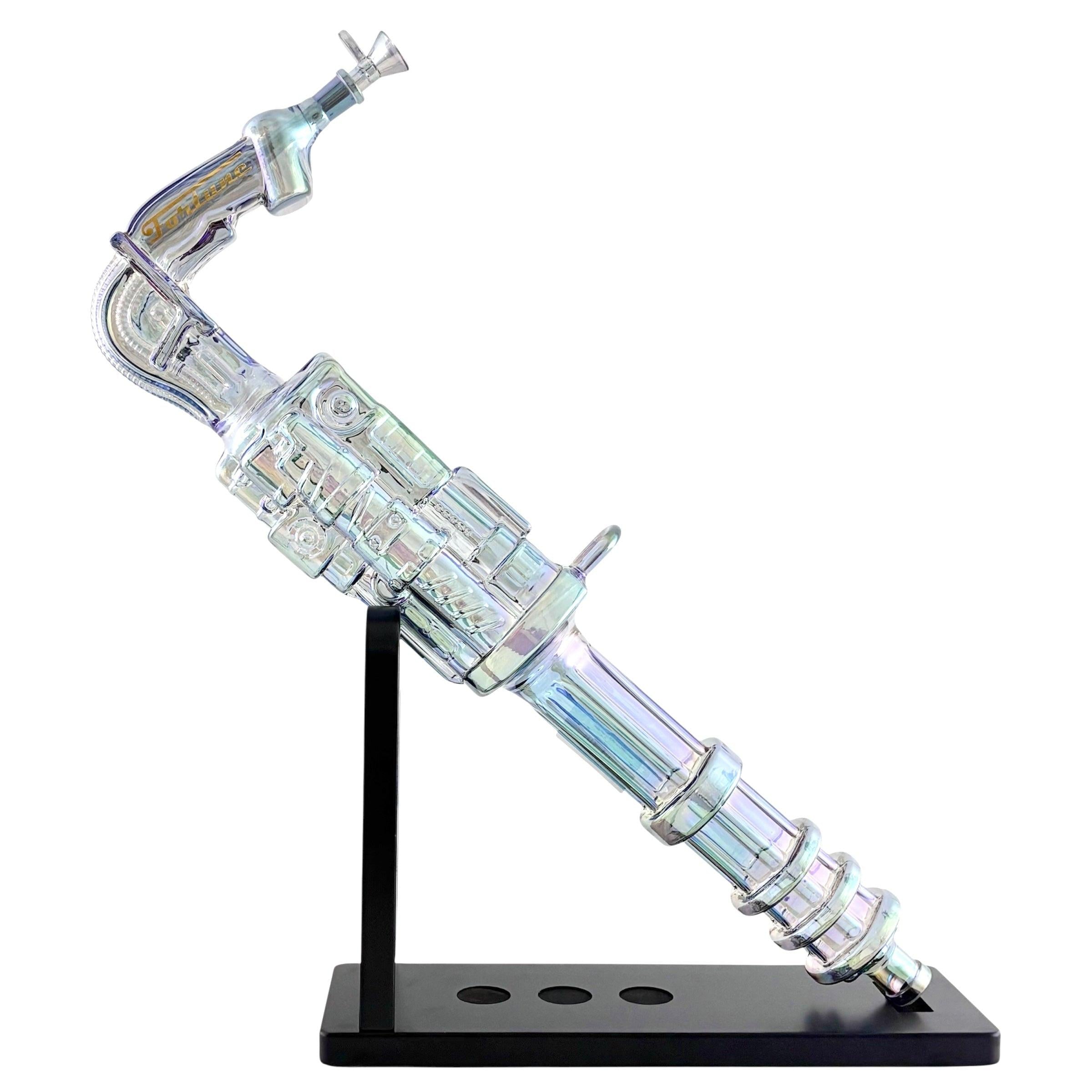 Fortune | 24" Electroplated Gatling Gun Glass Bong with Hardwood Stand