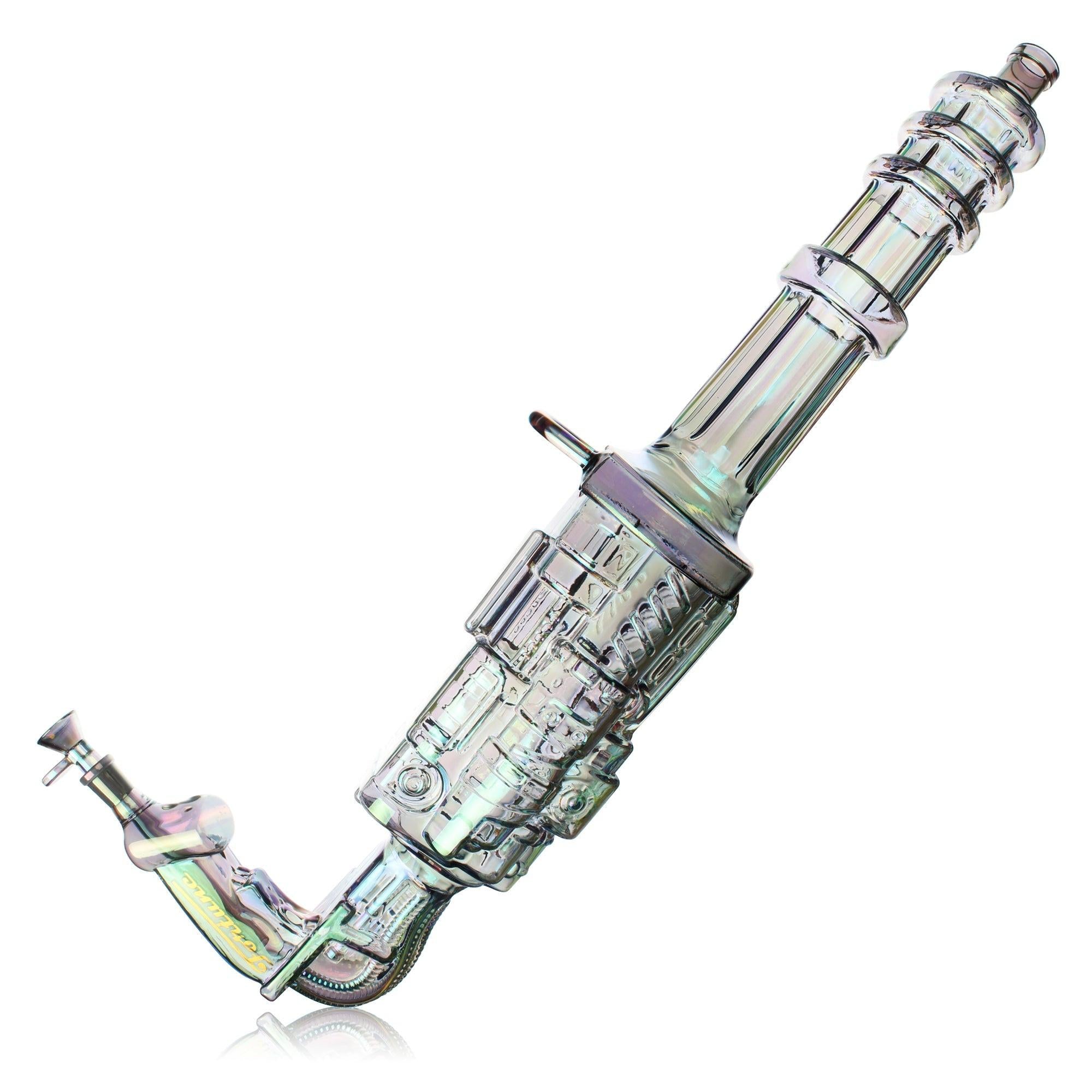 Fortune | 24" Electroplated Gatling Gun Glass Bong with Hardwood Stand
