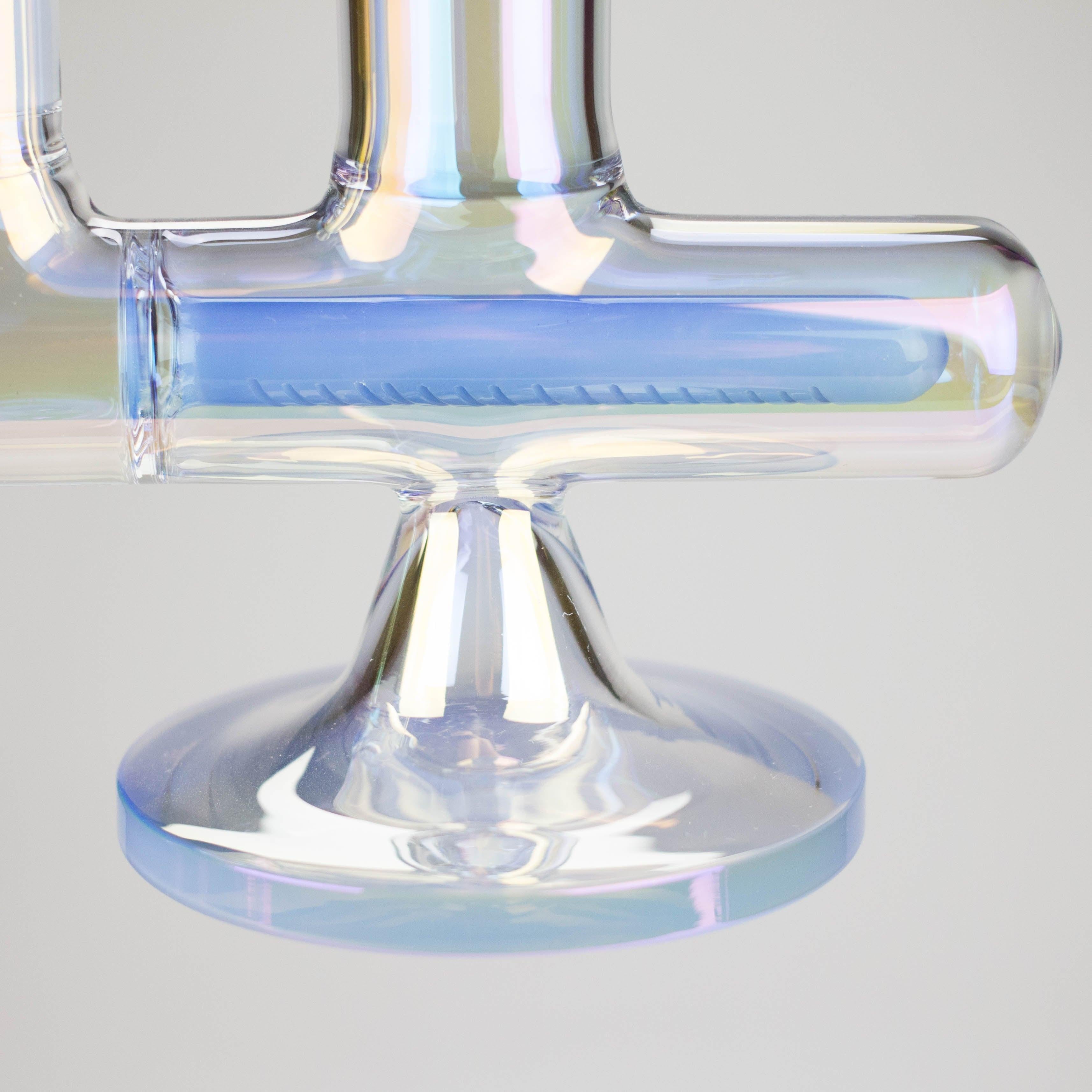 Trippy Glass | 17" 7mm Holographic Stemline Bong – Triple Diffused Perc with 18mm Bowl