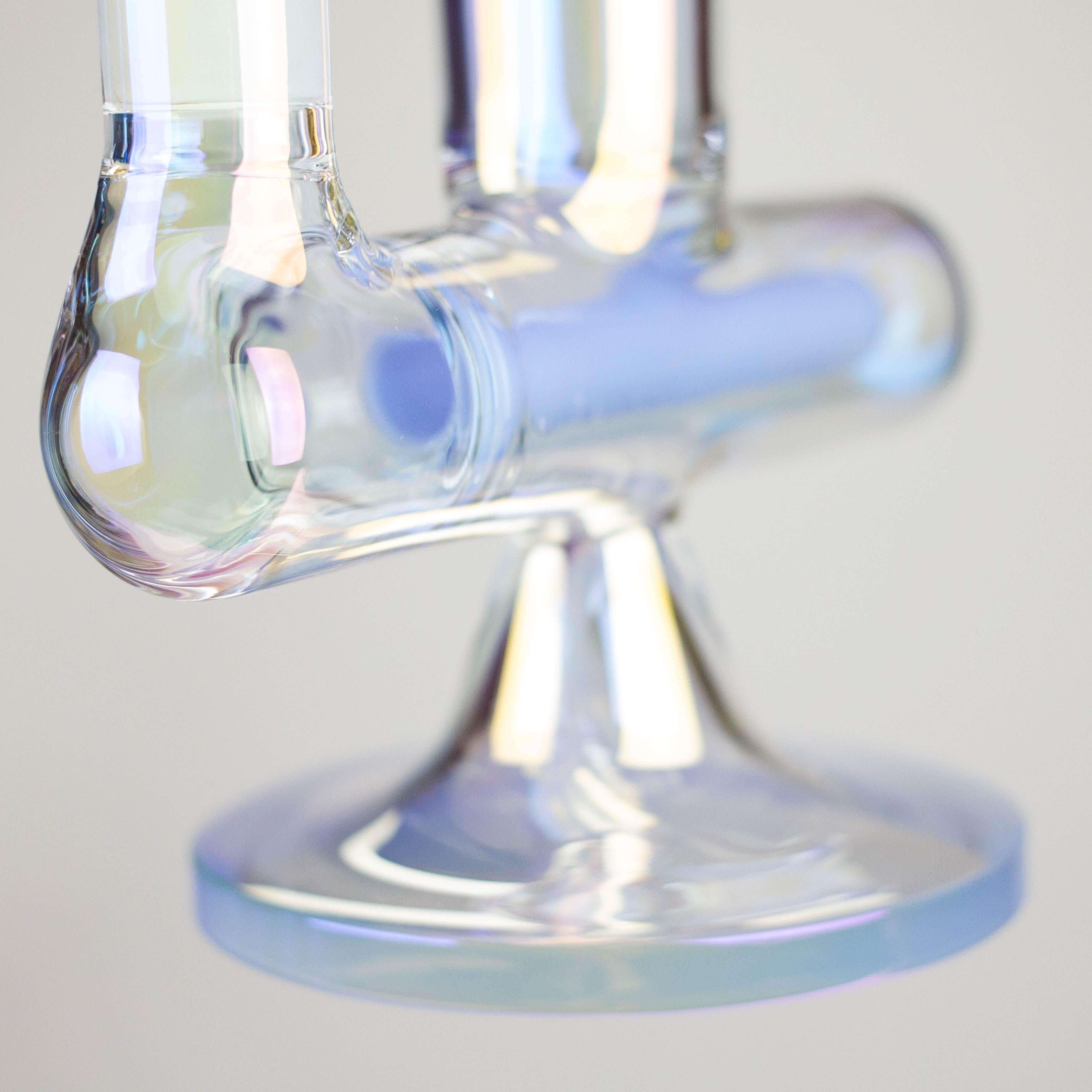 Trippy Glass | 17" 7mm Holographic Stemline Bong – Triple Diffused Perc with 18mm Bowl