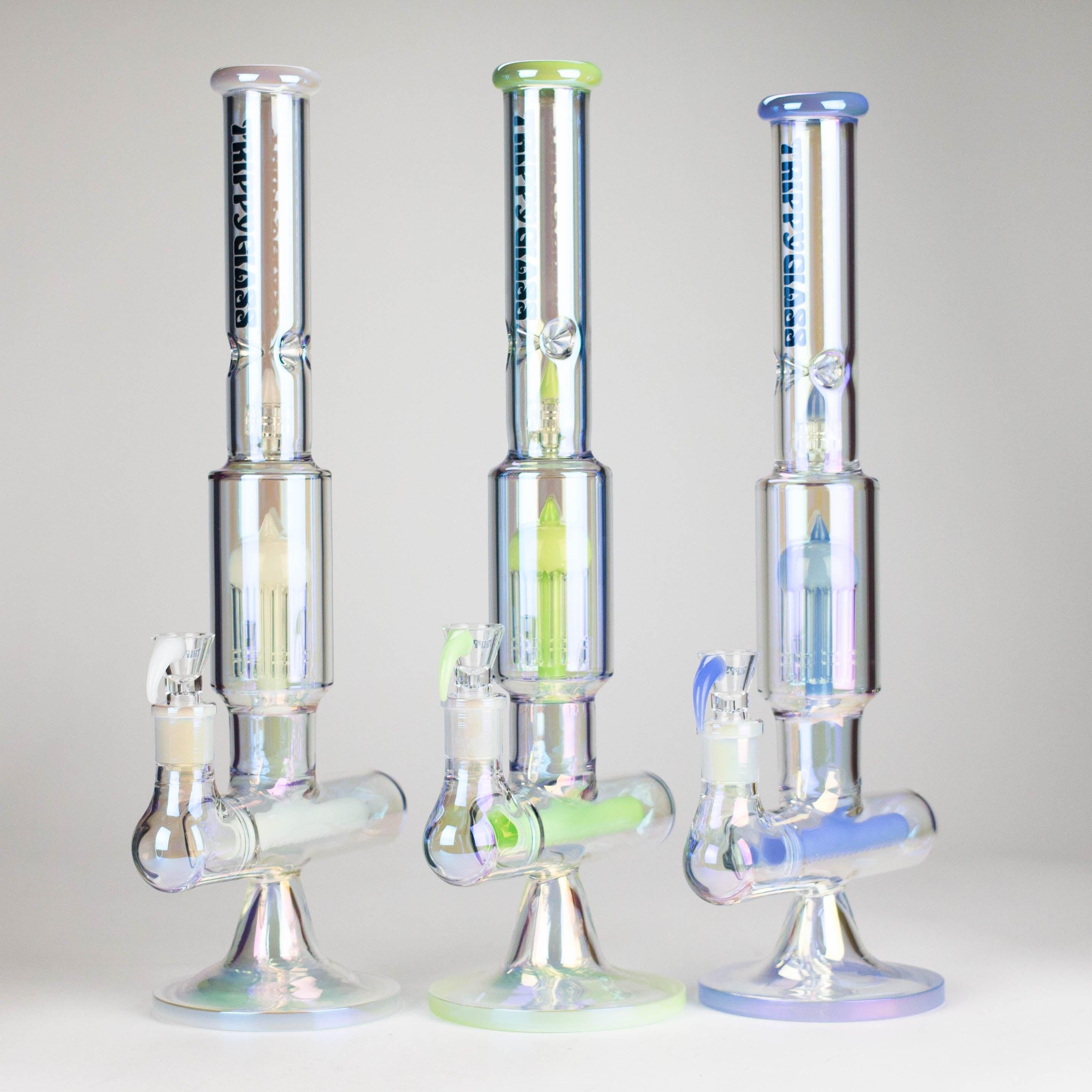 Trippy Glass | 17" 7mm Holographic Stemline Bong – Triple Diffused Perc with 18mm Bowl Main image