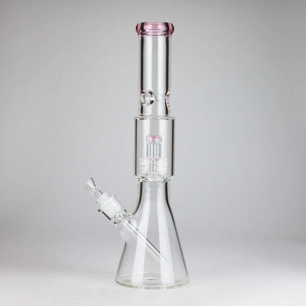16" 7mm Colored Beaker Bong – Premium Thick Glass with Grid Perc