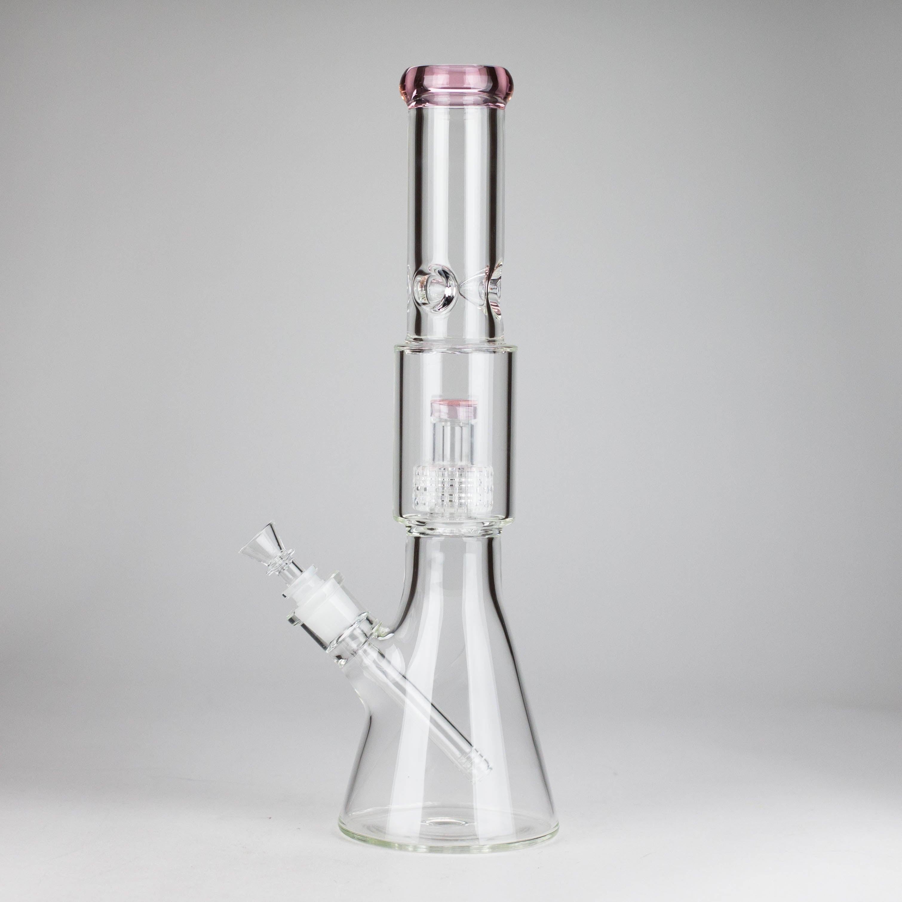 16" 7mm Colored Beaker Bong – Premium Thick Glass with Grid Perc