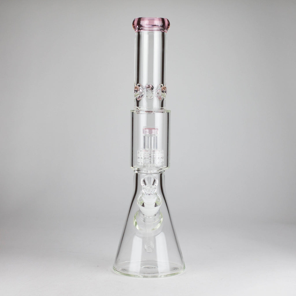 16" 7mm Colored Beaker Bong – Premium Thick Glass with Grid Perc