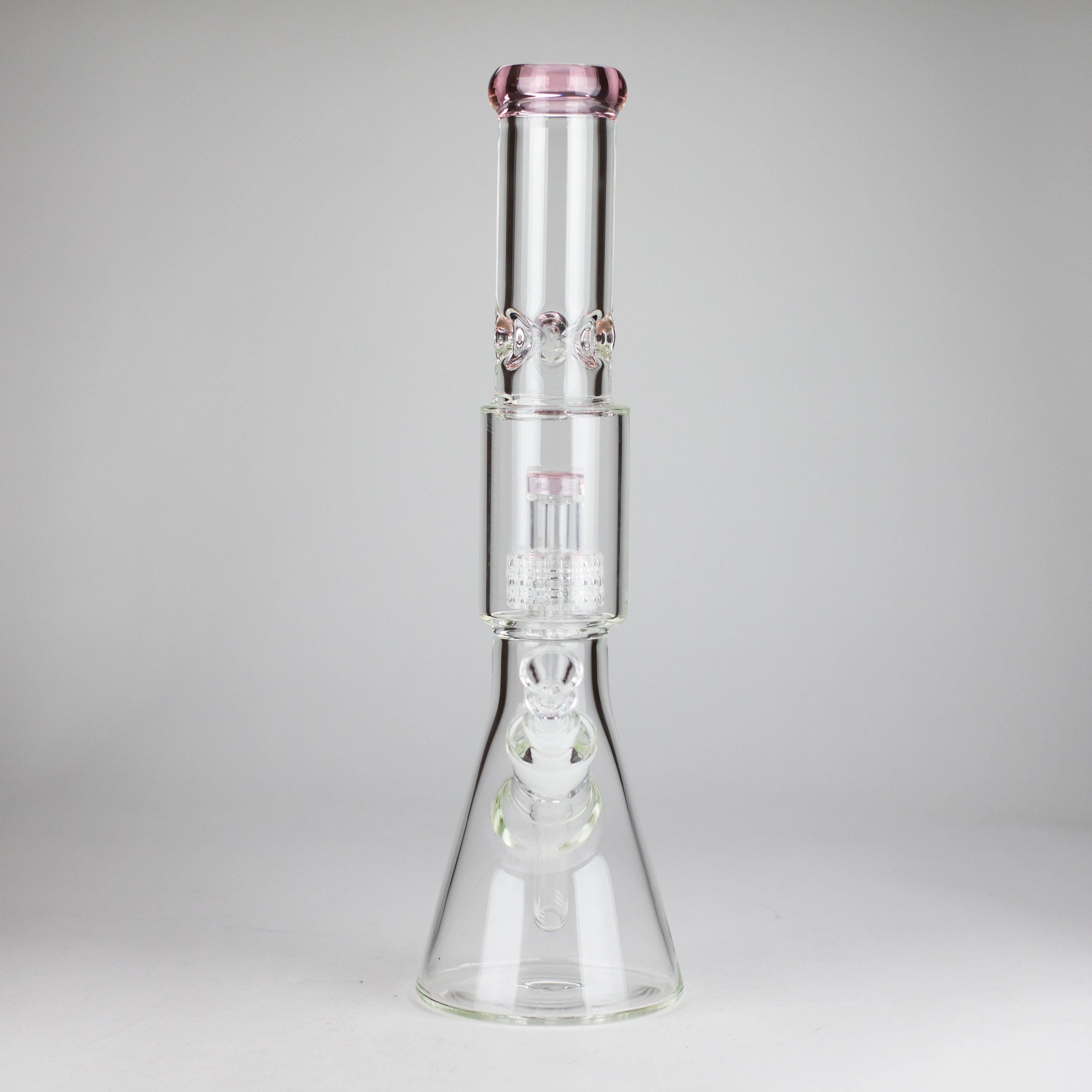 16" 7mm Colored Beaker Bong – Premium Thick Glass with Grid Perc