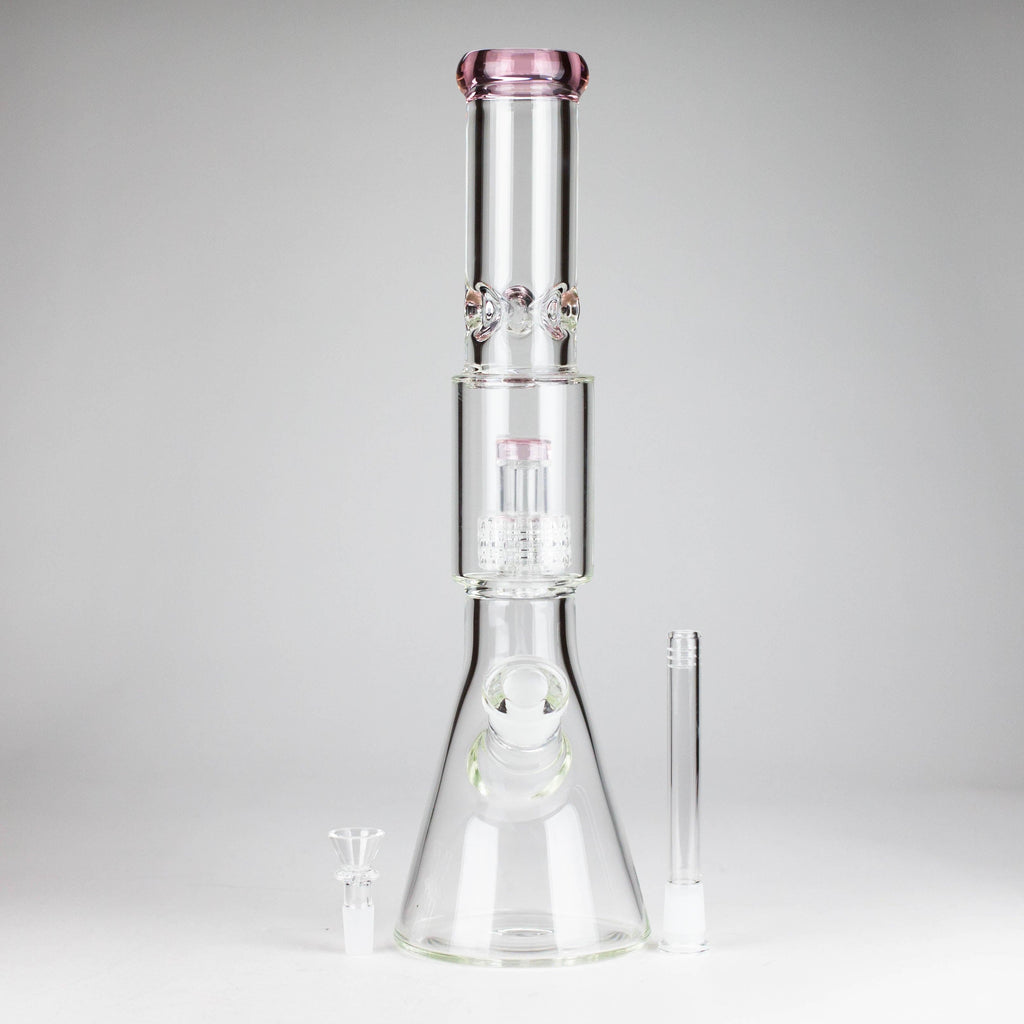16" 7mm Colored Beaker Bong – Premium Thick Glass with Grid Perc