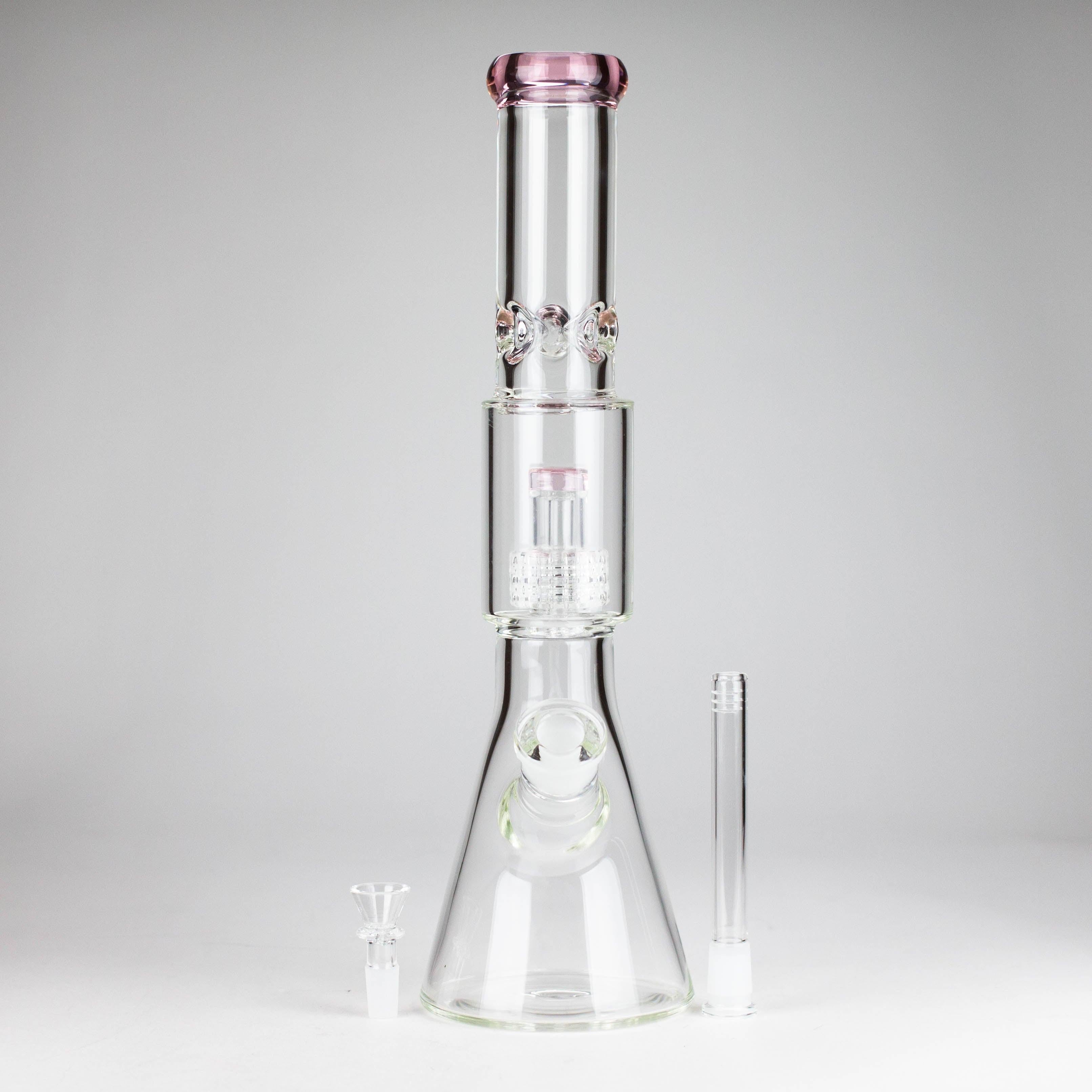 16" 7mm Colored Beaker Bong – Premium Thick Glass with Grid Perc