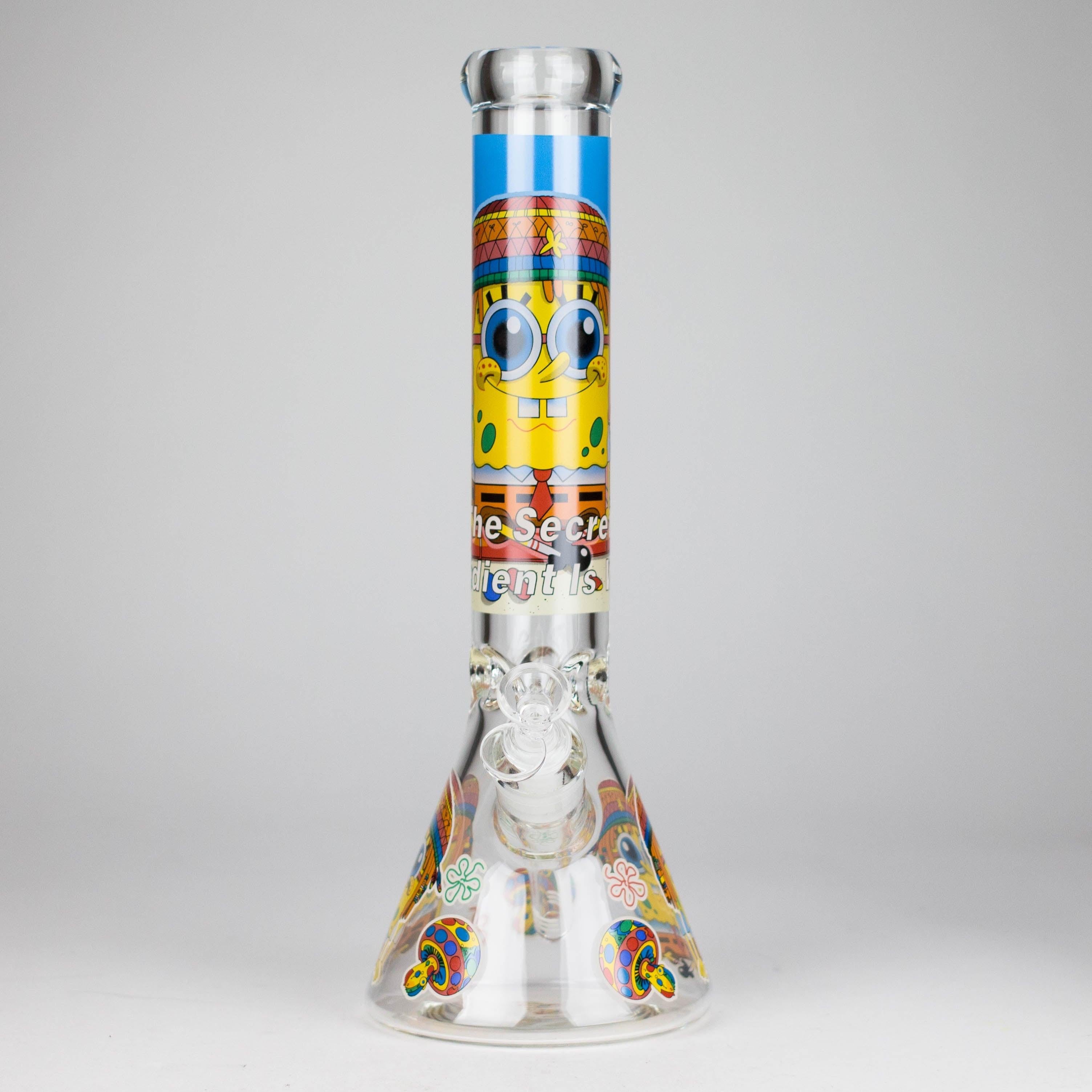14" 7 mm Glass Bong With Cartoon Sponge Design [AQ0421-2]