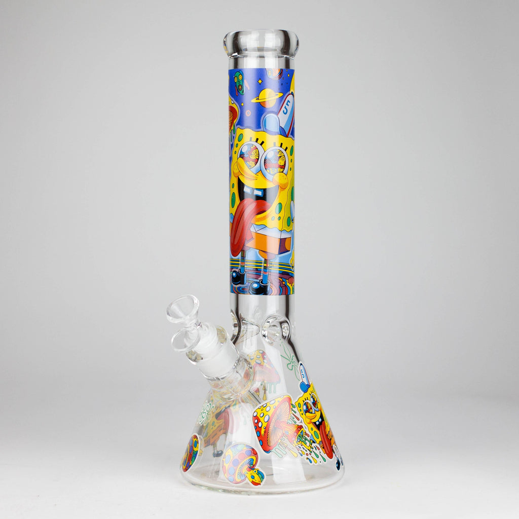 14" 7 mm Glass Bong With Cartoon Sponge Design [AQ0421-2]