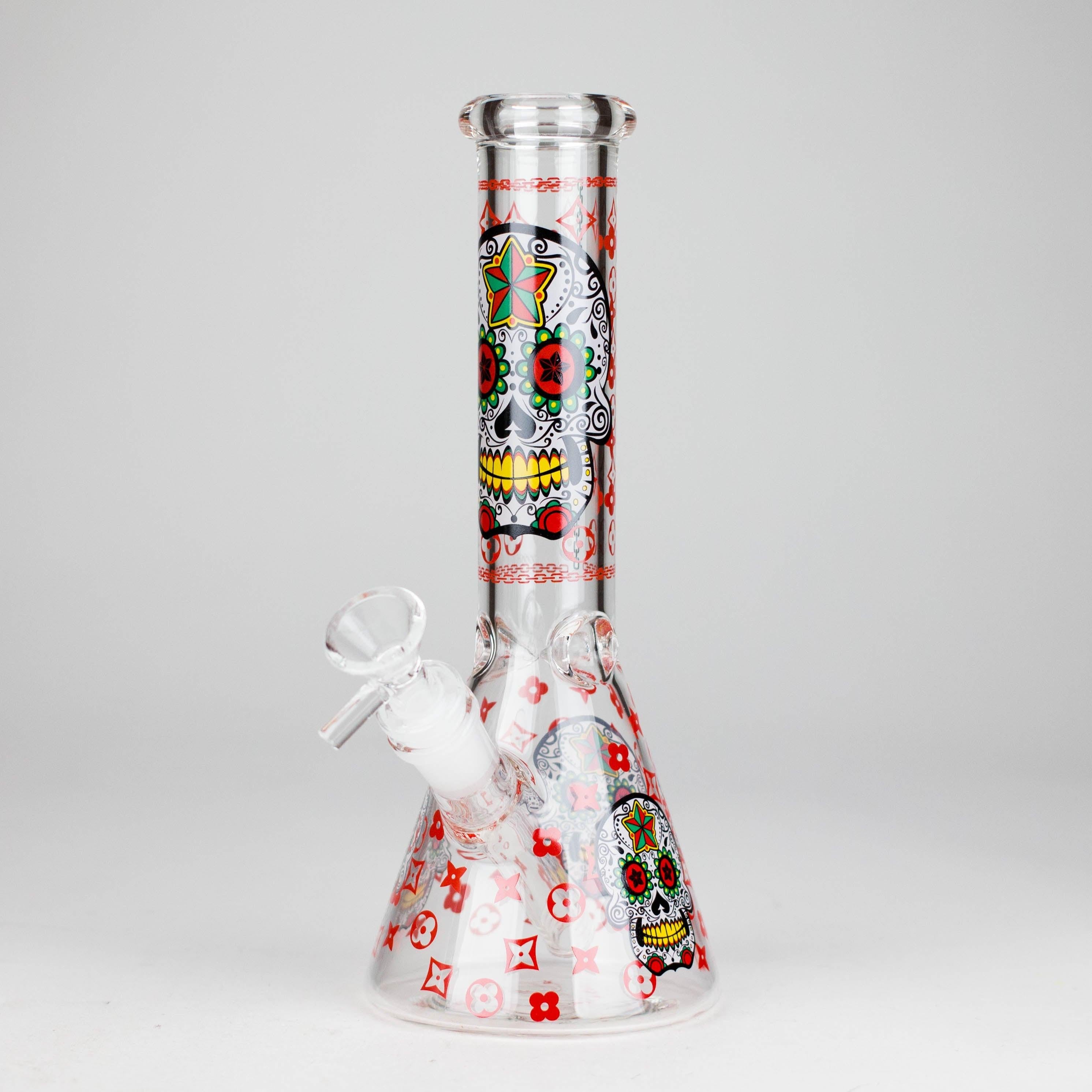 10" Sugar Skull  Design Glass Beaker Bong Secondary image