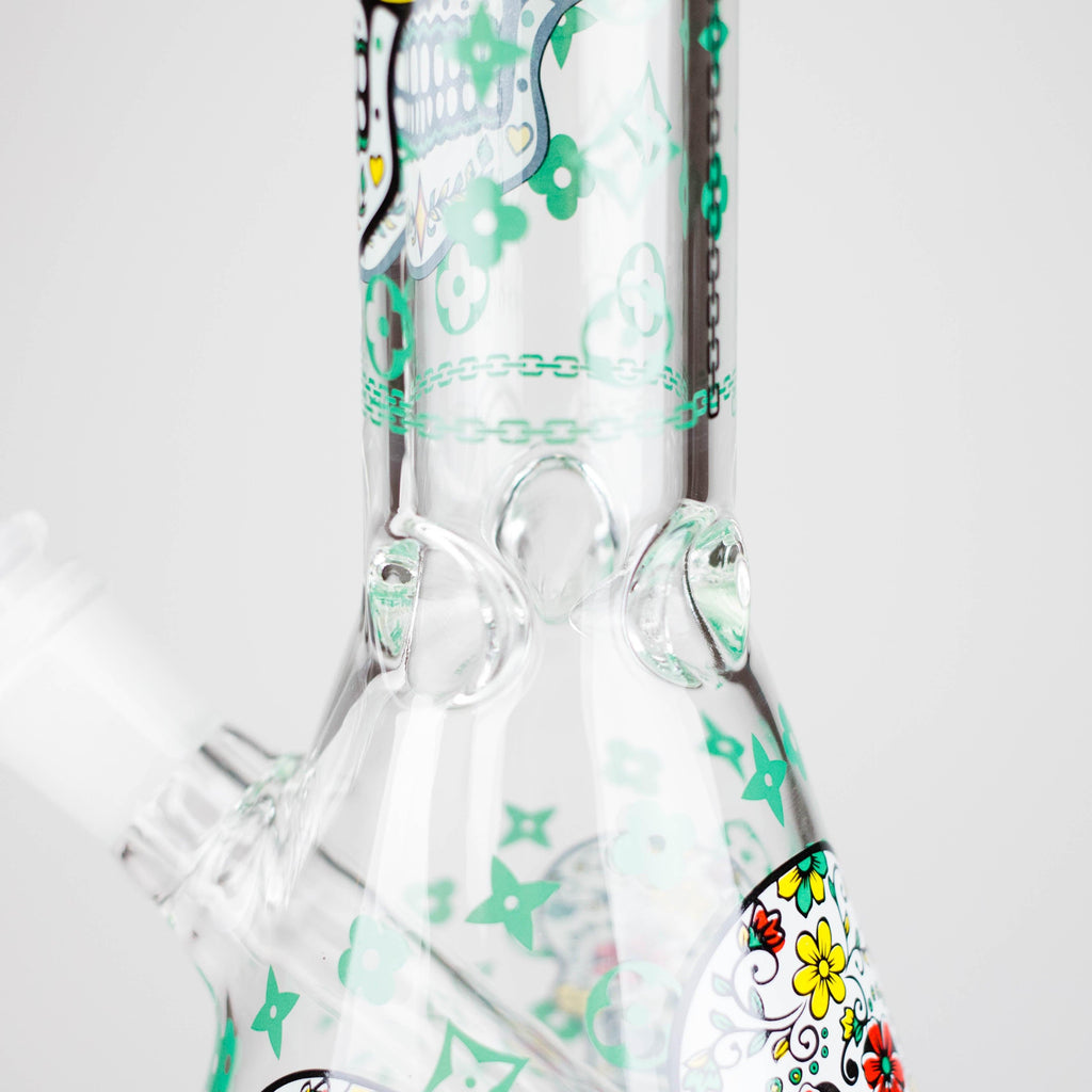 10" Sugar Skull  Design Glass Beaker Bong