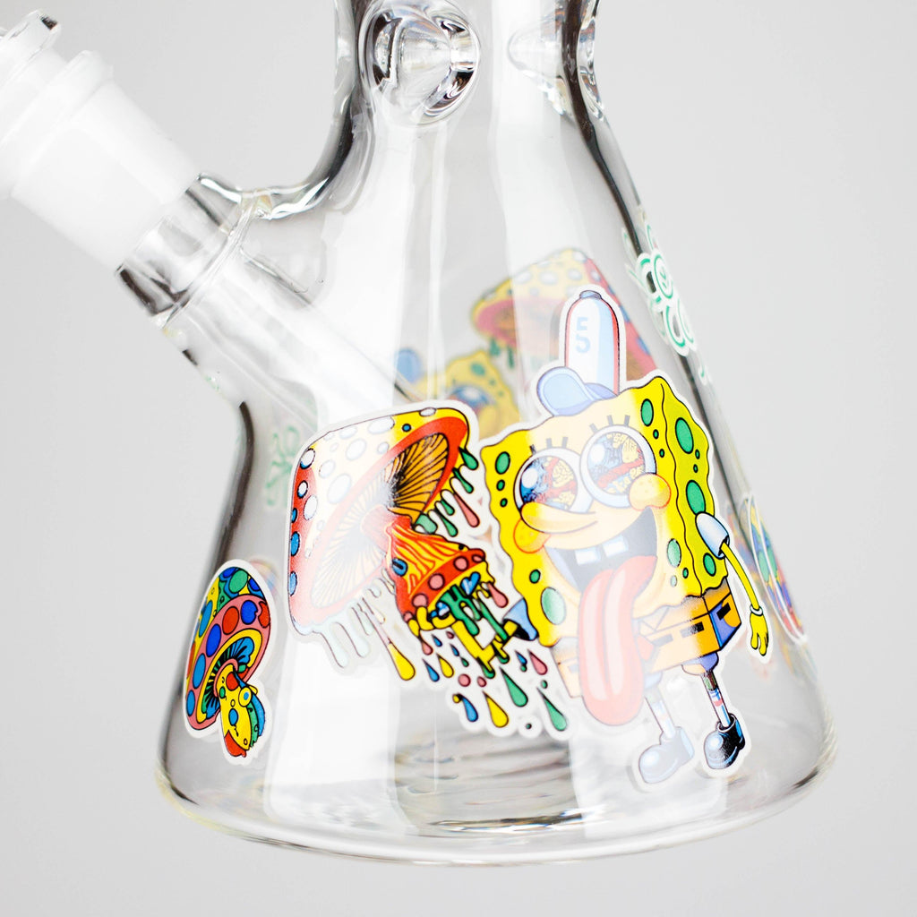10" Glow-in-the-Dark Glass Bong with Cartoon Sponge Design