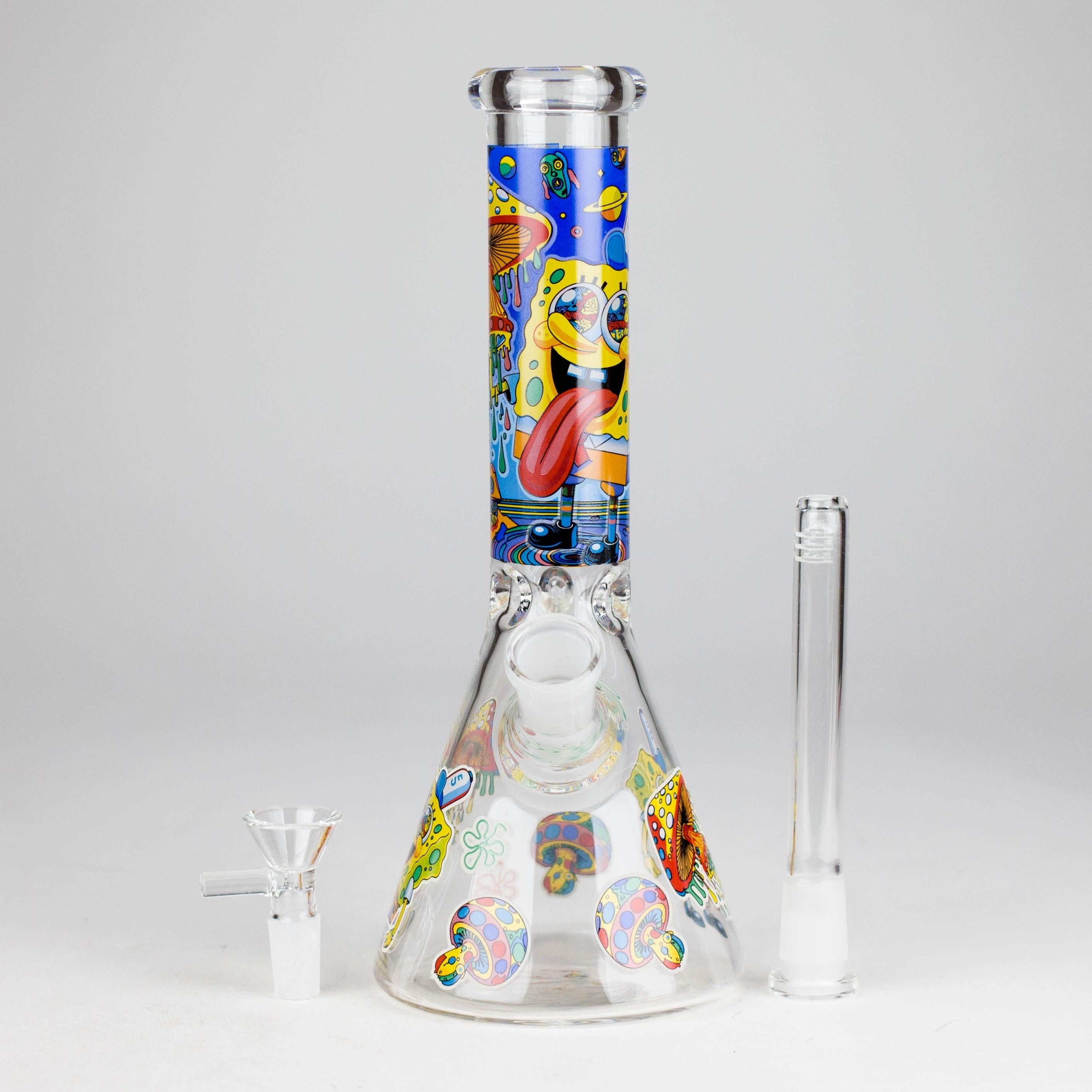 10" Glow-in-the-Dark Glass Bong with Cartoon Sponge Design Secondary image