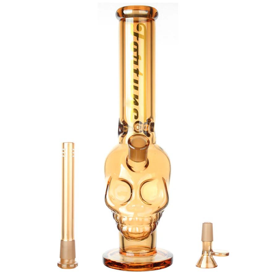 Fortune | 14" 7mm Electroplated Skull Glass Bong