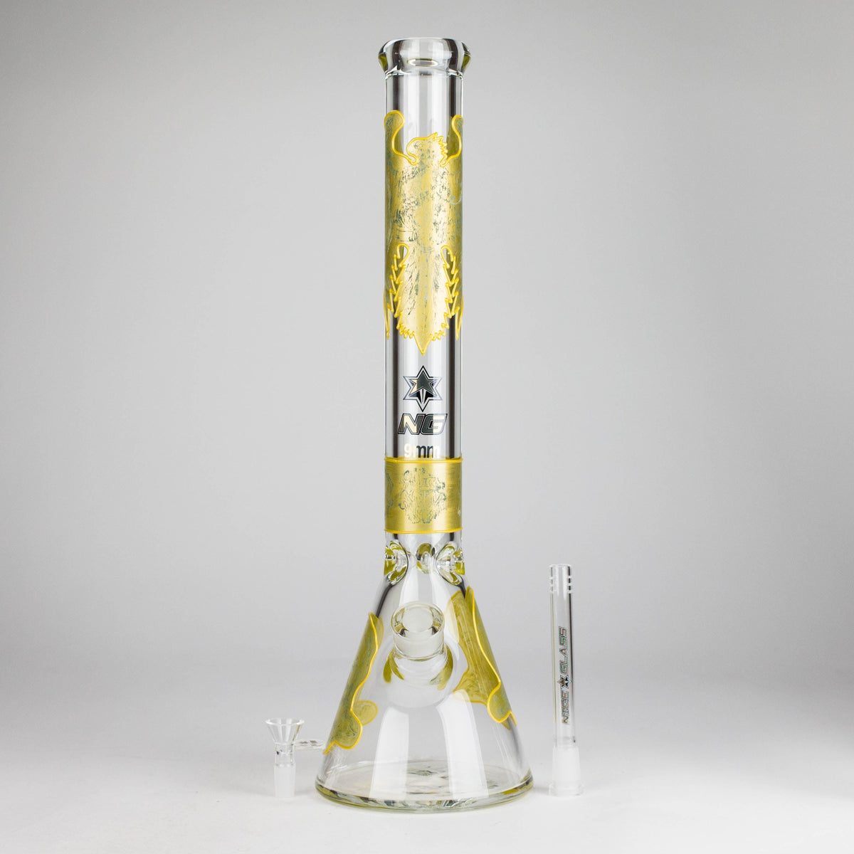 NG | 18" 9mm Metallic Eagle and Skull Beaker [L745]