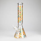 14″ 7mm Glass Beaker Bong with Assorted Flower Design & Ice Catcher