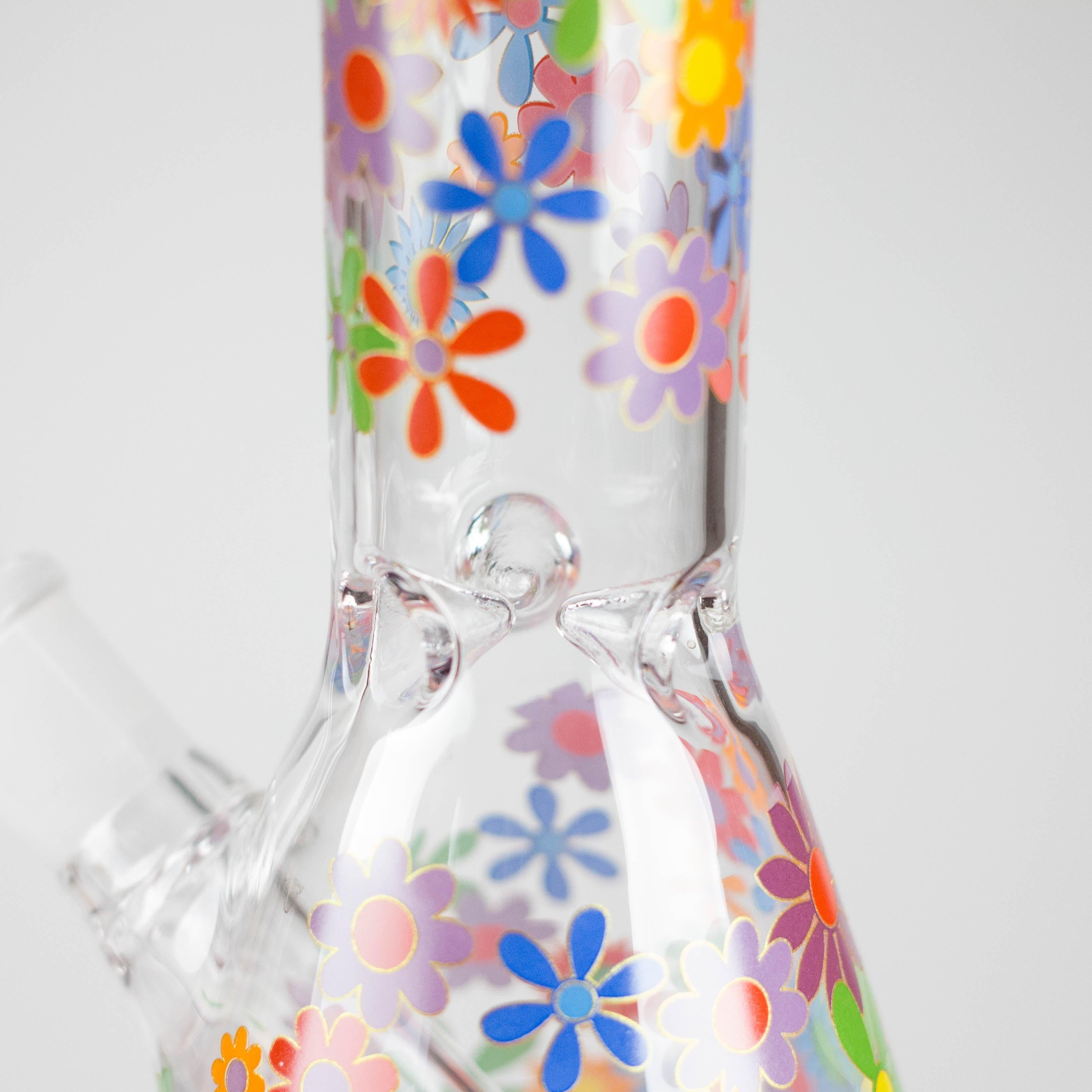 10″ Flower Design Glass Beaker Bong