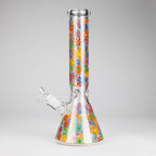 14″ 7mm Glass Beaker Bong with Assorted Flower Design & Ice Catcher