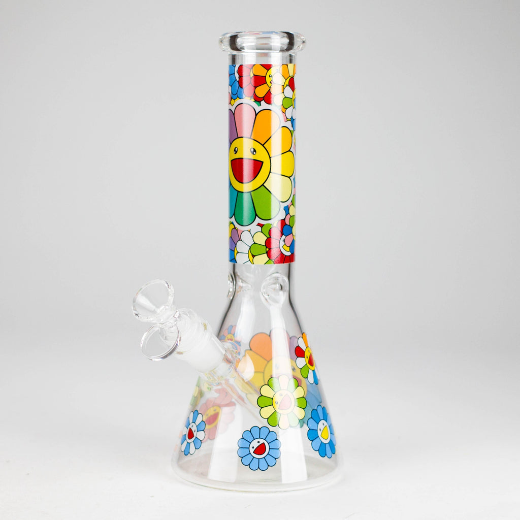 10″ Smile Flower Design Glass Beaker Bong