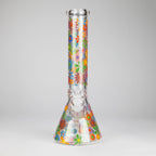 14″ 7mm Glass Beaker Bong with Assorted Flower Design & Ice Catcher