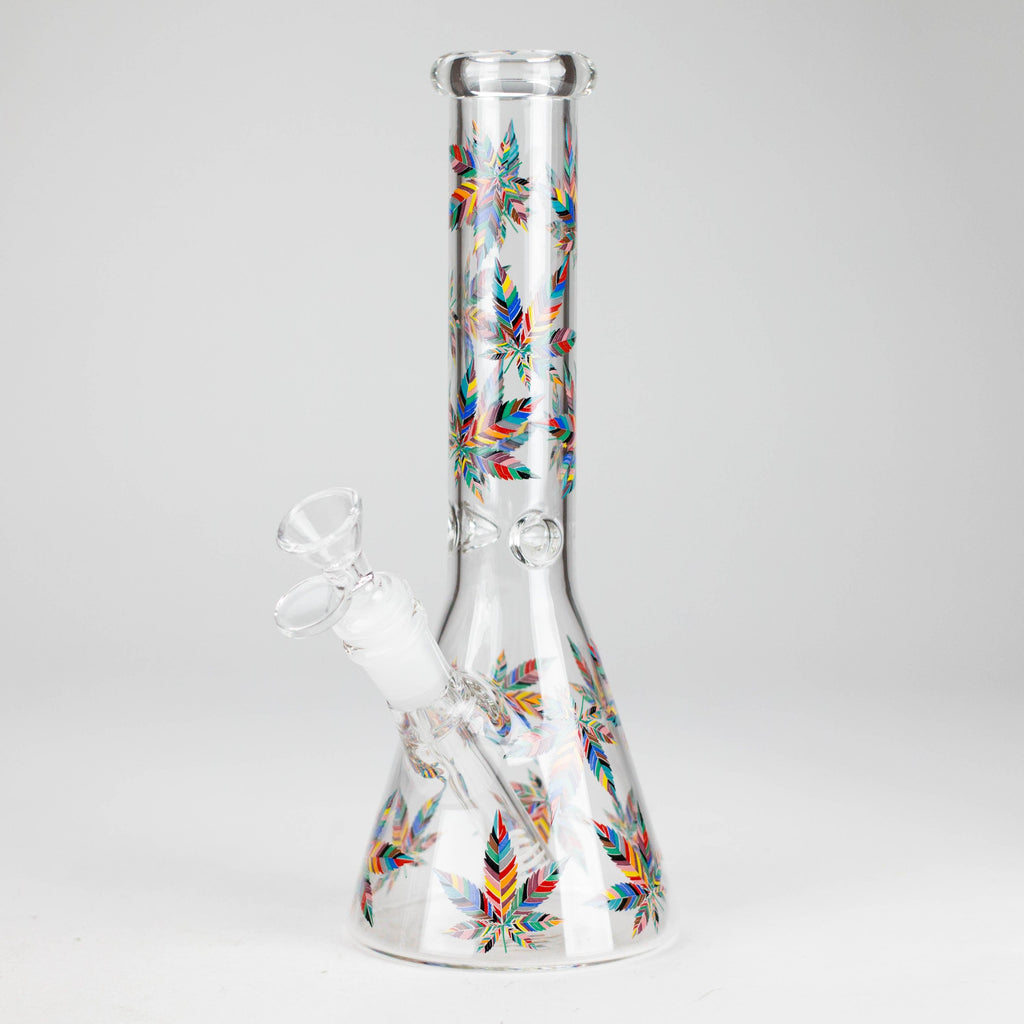 10" Leaves Design Glass Beaker Bong