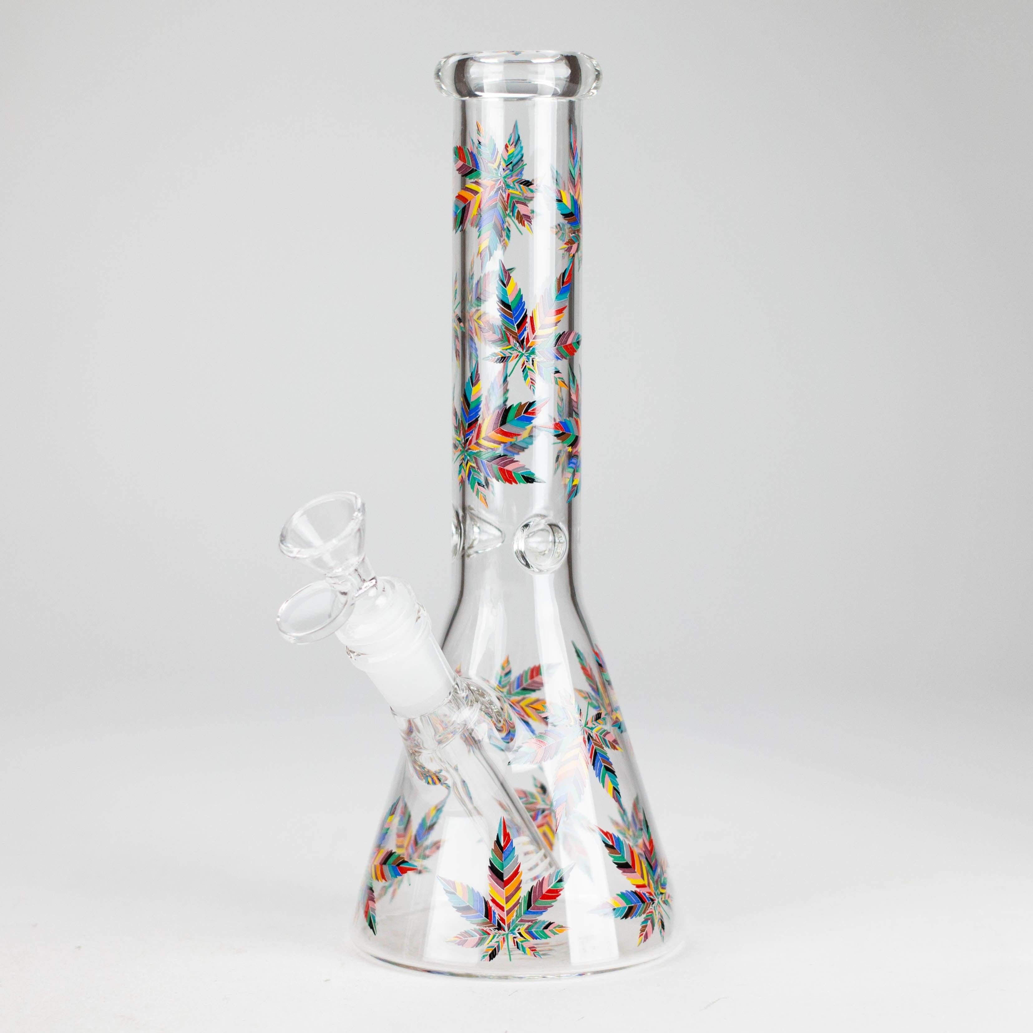 10" Leaves Design Glass Beaker Bong