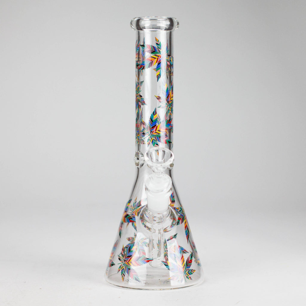10" Leaves Design Glass Beaker Bong