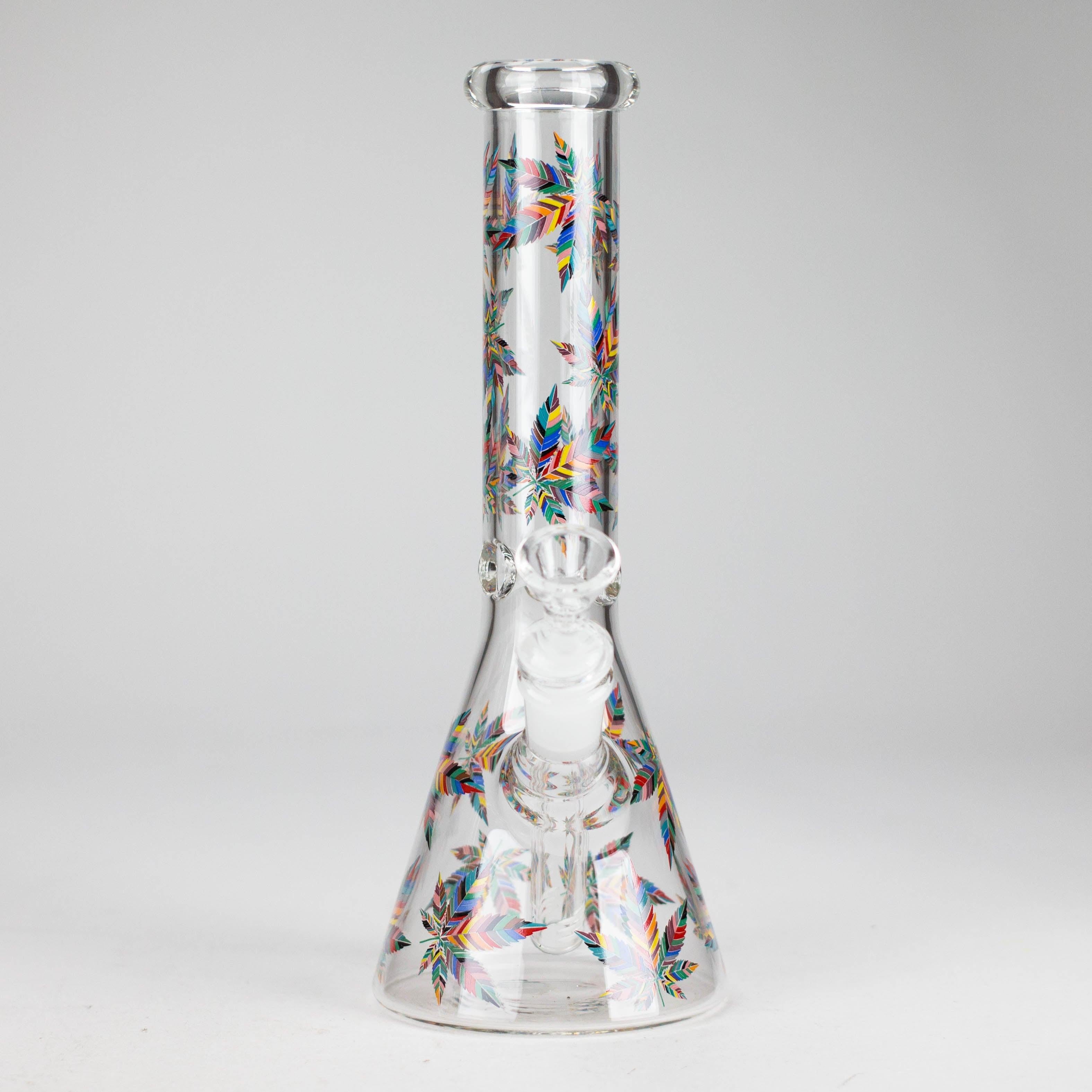 10" Leaves Design Glass Beaker Bong