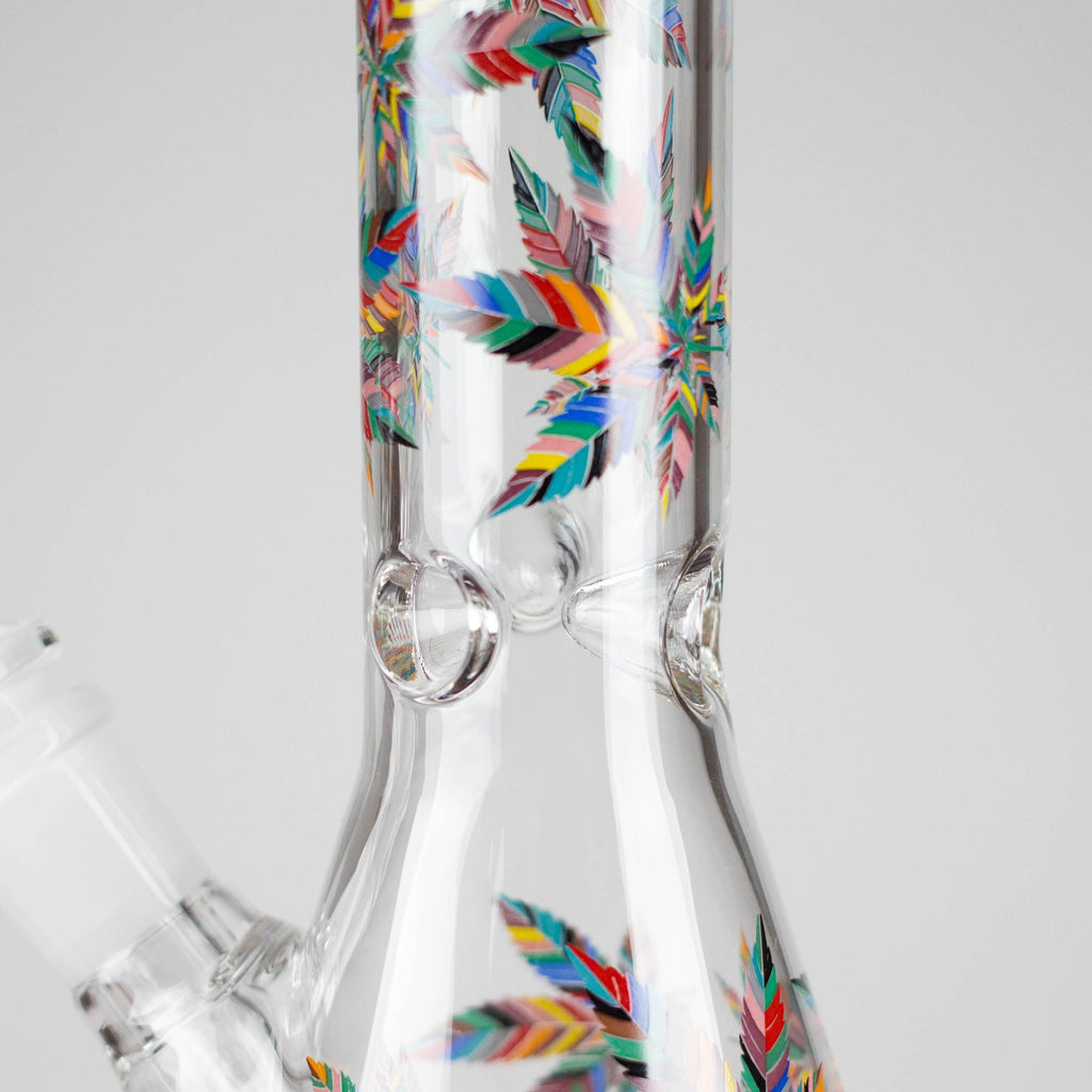 10" Leaves Design Glass Beaker Bong