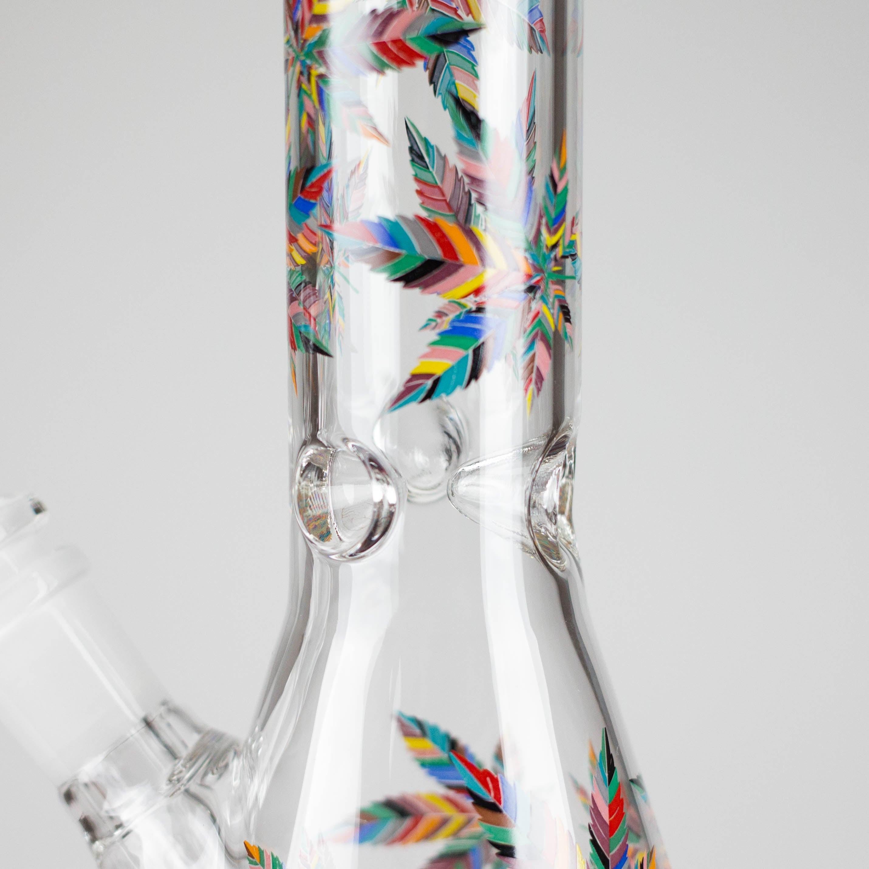 10" Leaves Design Glass Beaker Bong