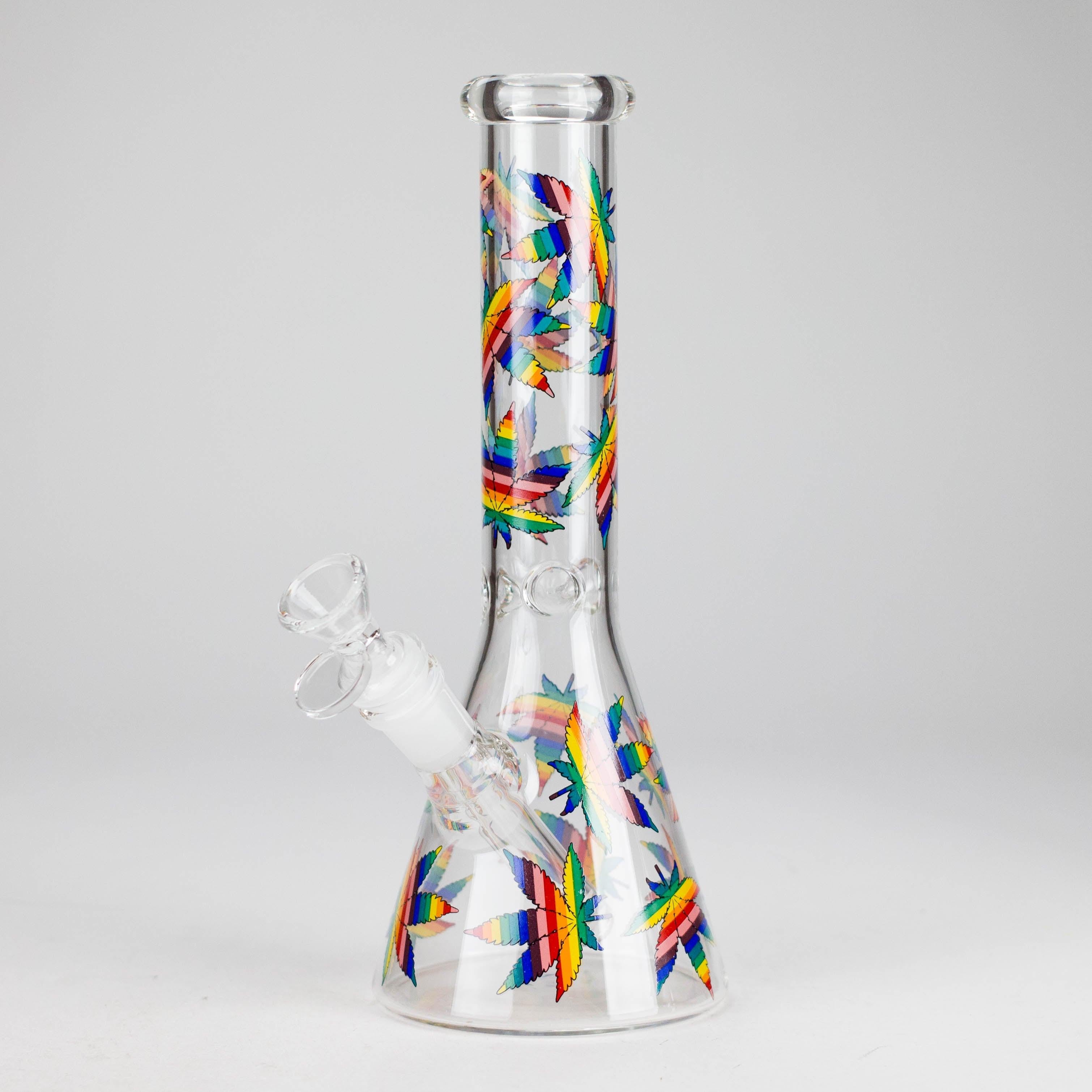 10" Leaves Design Glass Beaker Bong