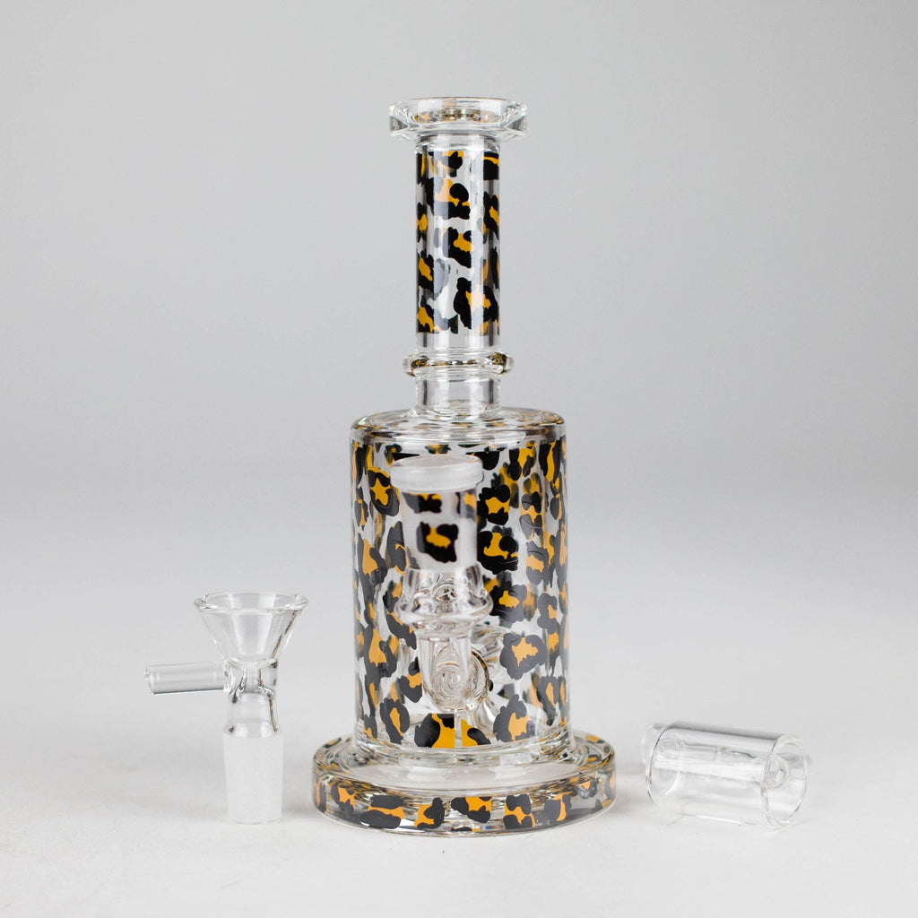 7″ 2-in-1 Leopard Print Rig with Perc – Banger & Bowl Included