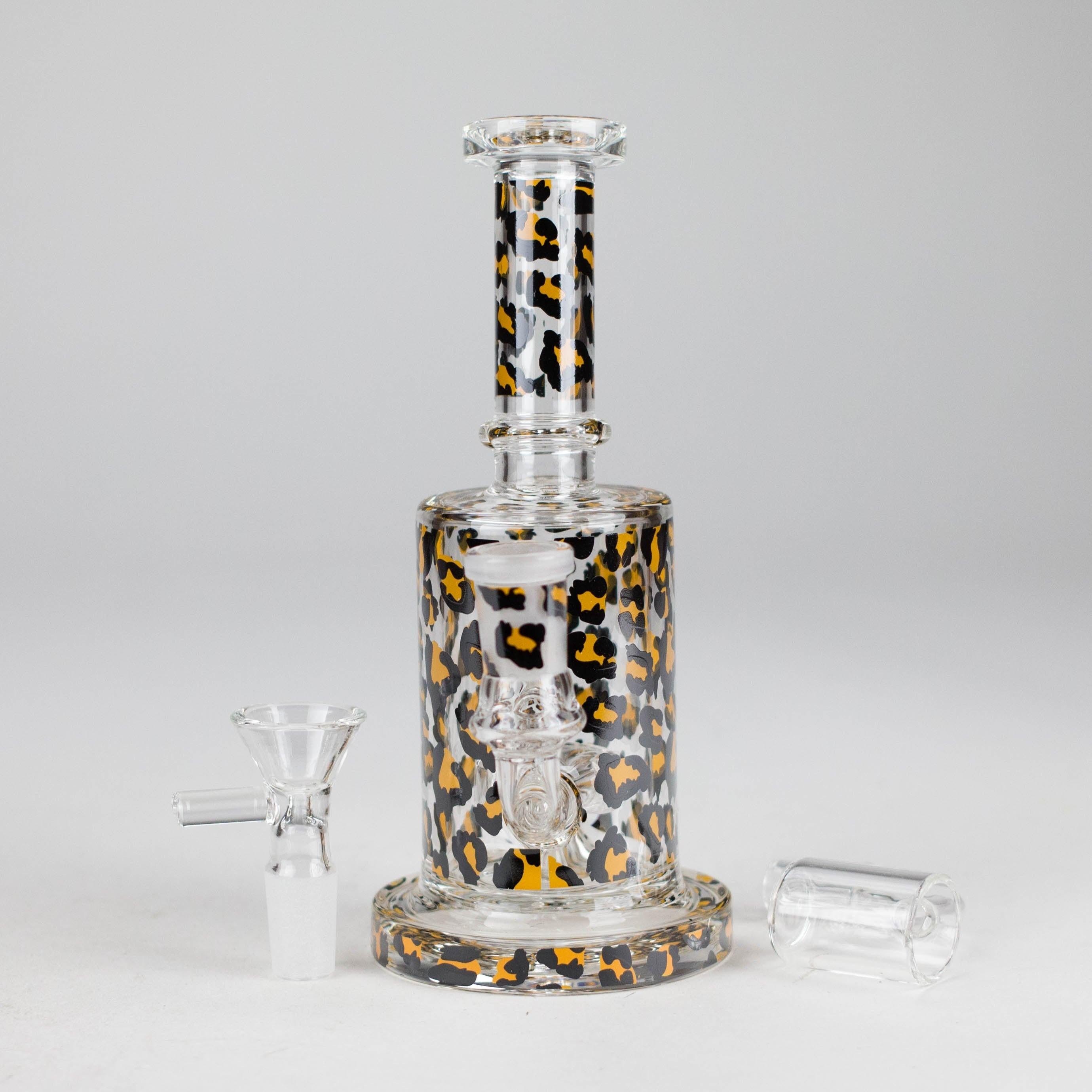 7″ 2-in-1 Leopard Print Rig with Perc – Banger & Bowl Included