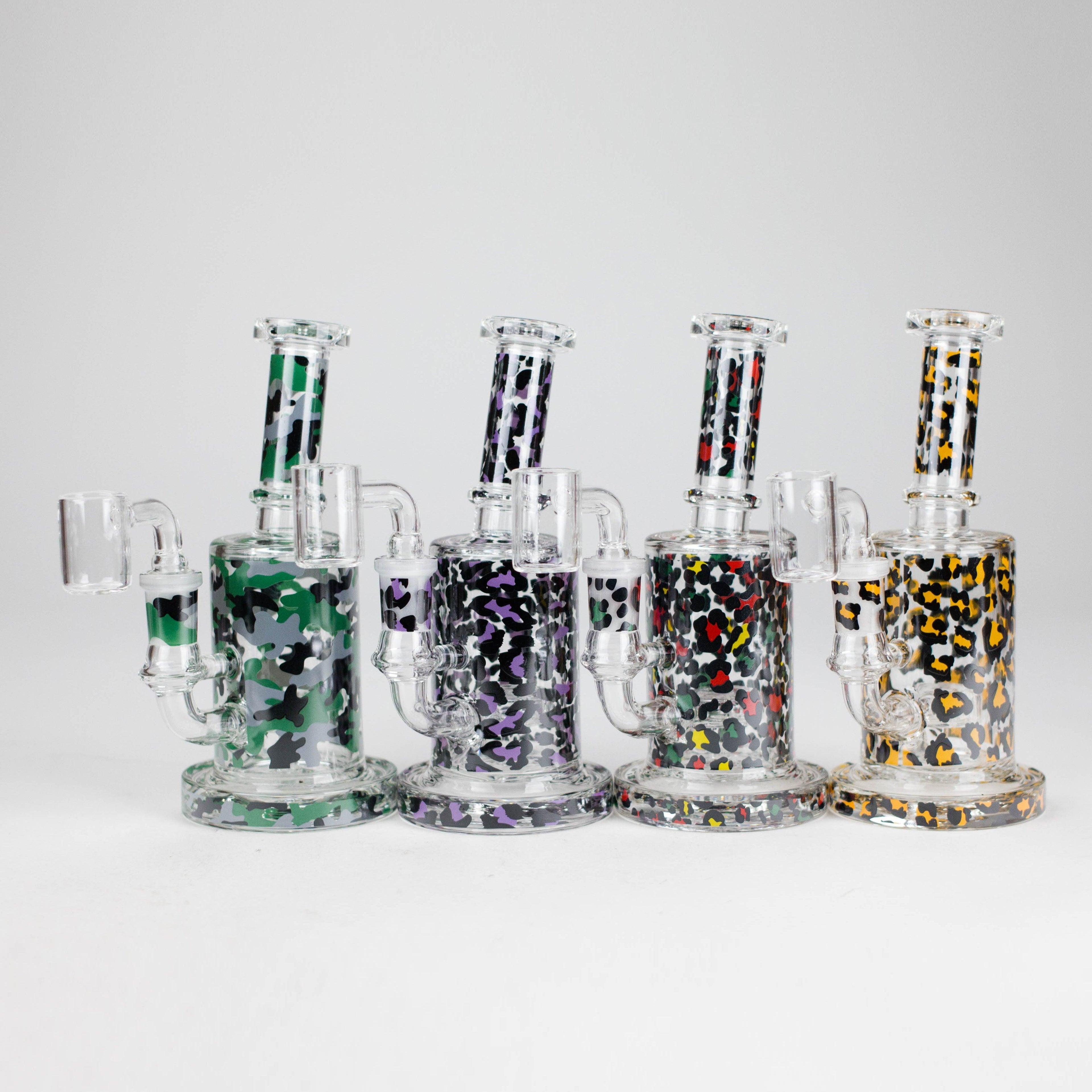 7″ 2-in-1 Leopard Print Rig with Perc – Banger & Bowl Included