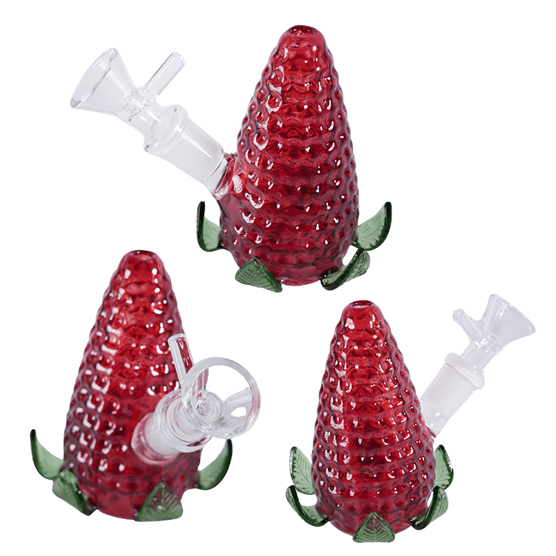 4″ Upright Strawberry Glass Bubbler – Red [SMKZ178]