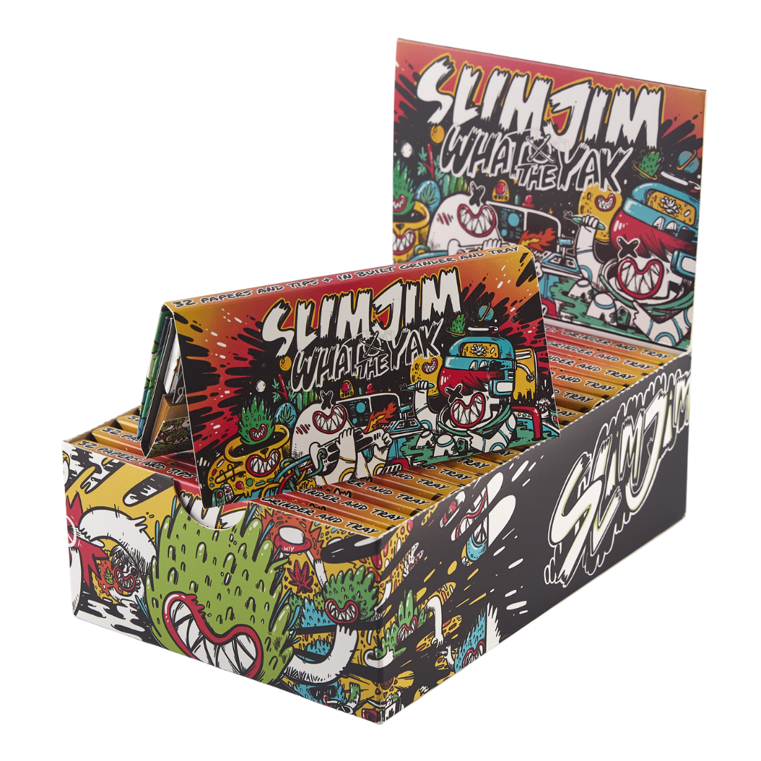Slimjim X What The Yak - Rolling Paper + Tips & Grinder + Tray Pack (Box of 16)