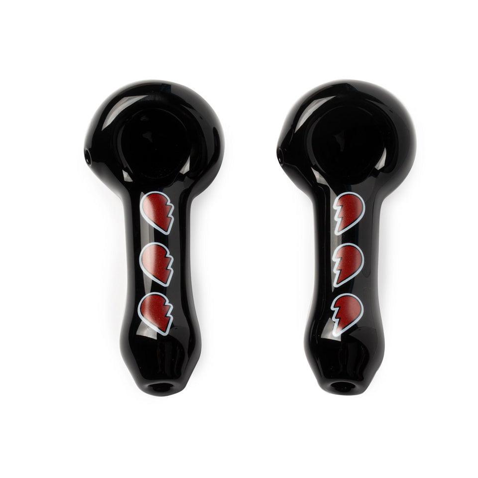 Red Eye Glass® | 3.75" Hearts Spoon Hand Pipe 2 Pack W/Collectible Tin Main image