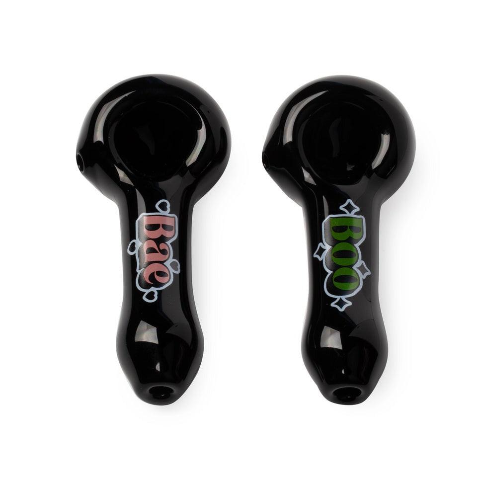 Red Eye Glass® | 3.75" Boo & Bae Spoon Hand Pipe 2 Pack W/Collectible Tin