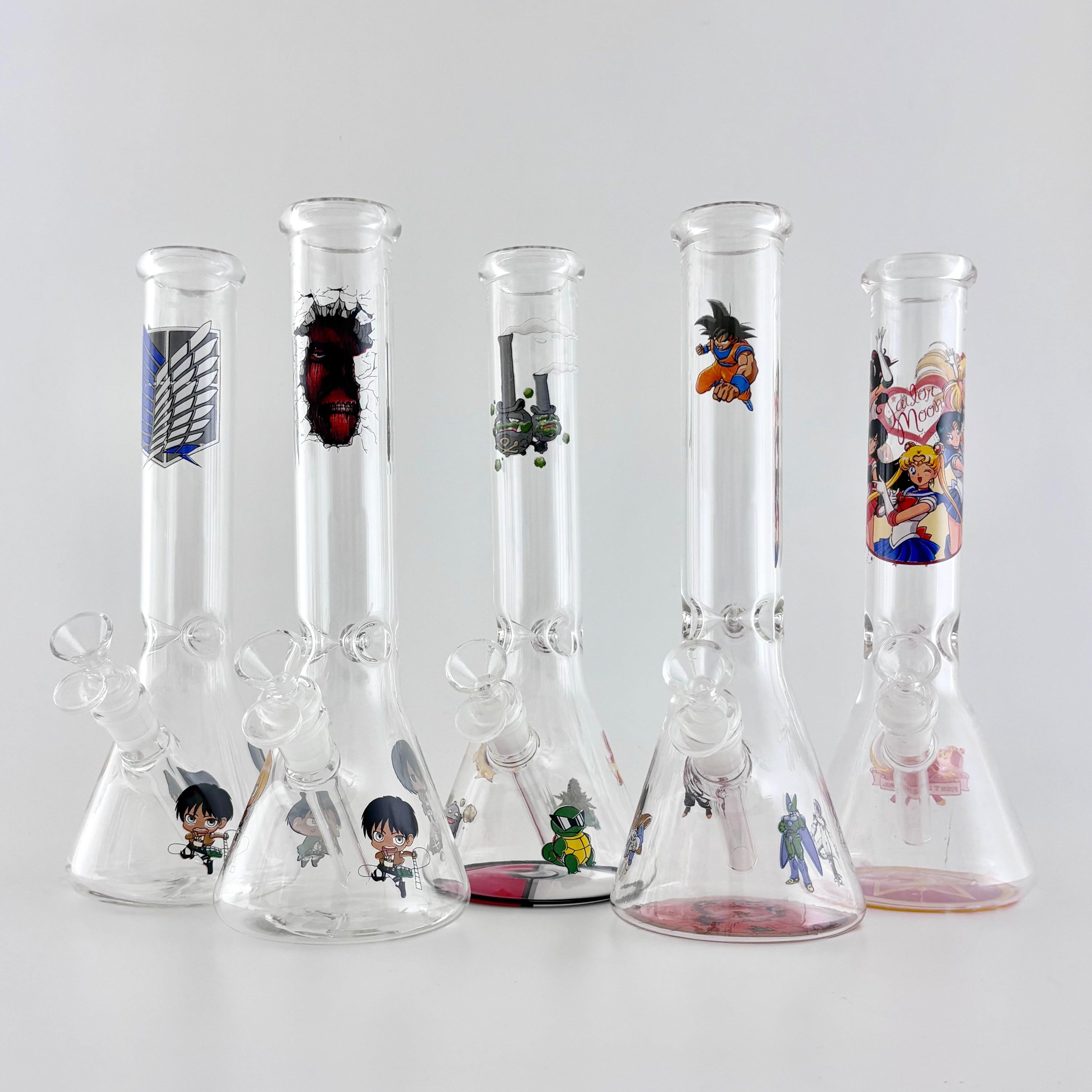 12" Anime-Themed Beaker Bongs – 4mm Thick Glass