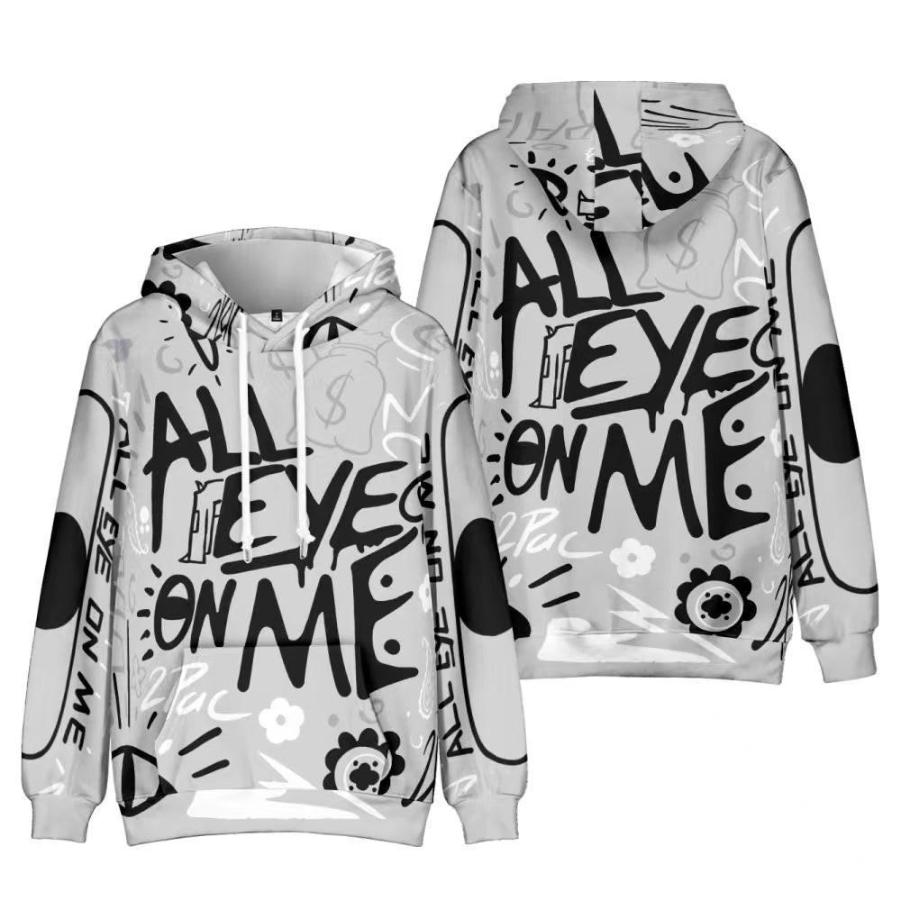 “All Eye On Me” Graphic Hoodie - Grey & Black Main image