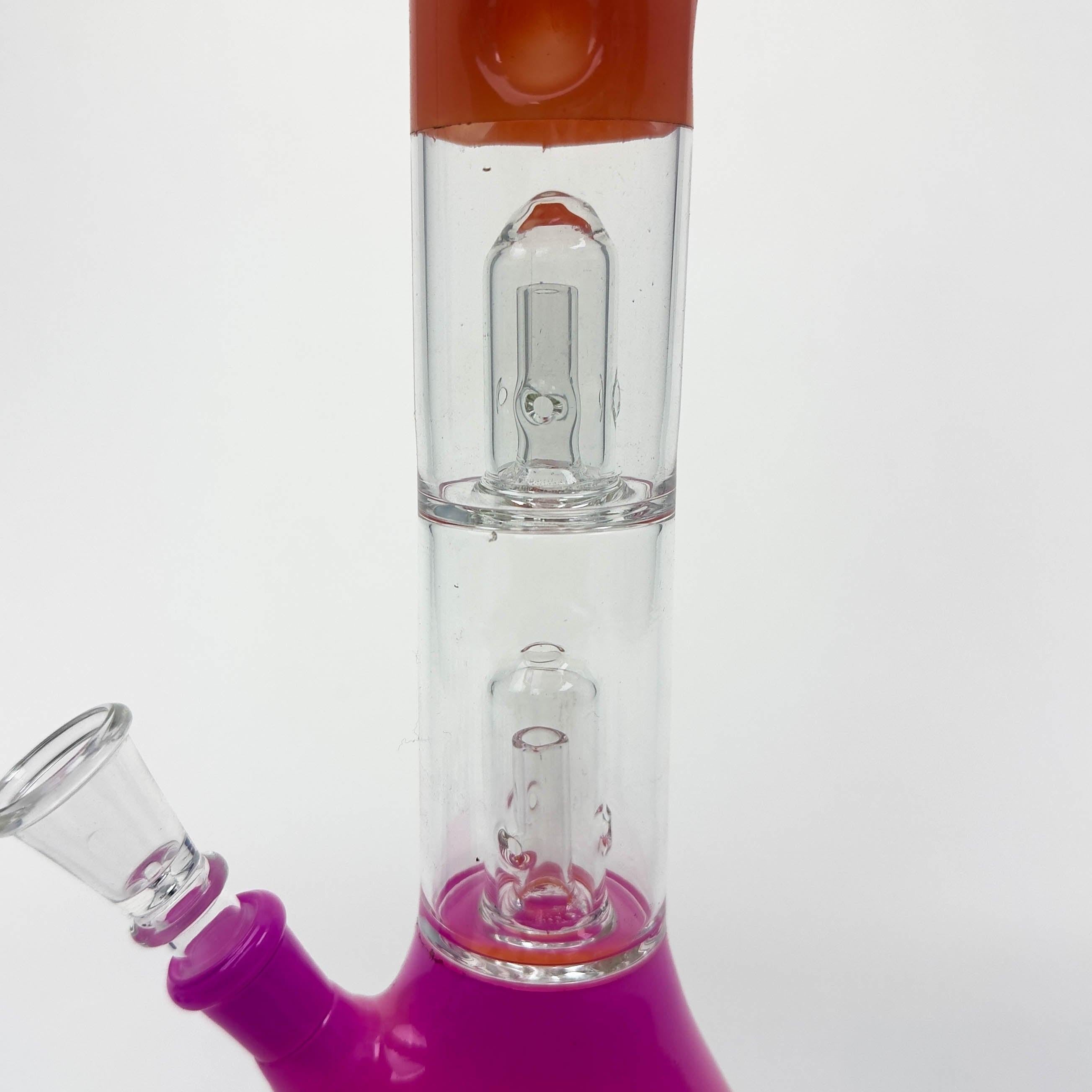 12" Dual Percolator Glass Bong – Gradient Finish, Assorted Colors Secondary image